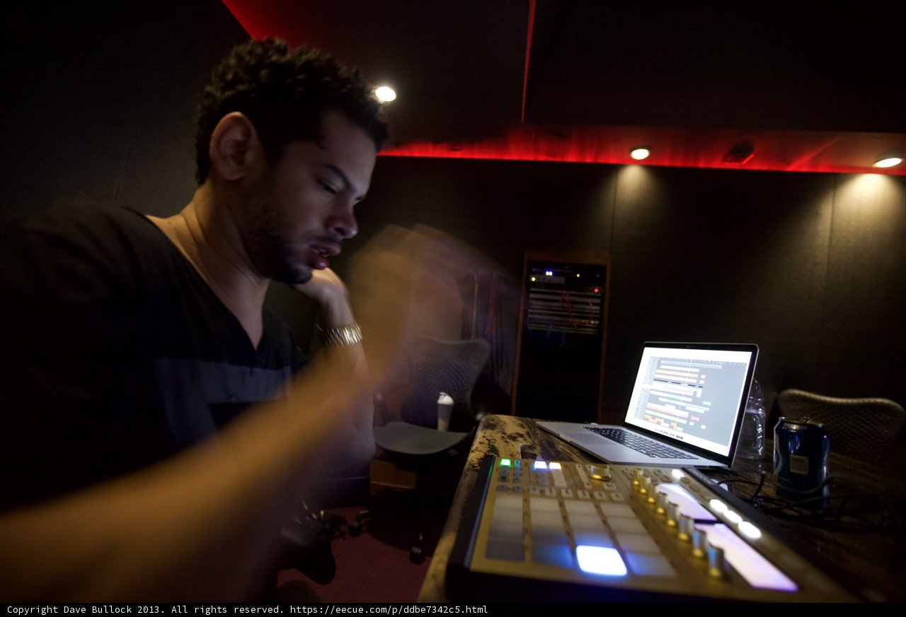 Marc Kinchen creating beats with his trusty laptop
