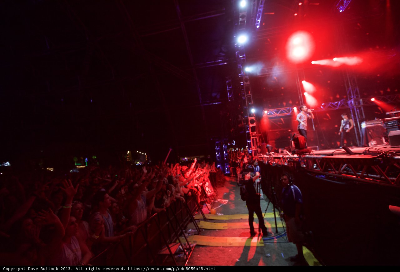 Indio Rocks with Concert Crowd in Red Lights