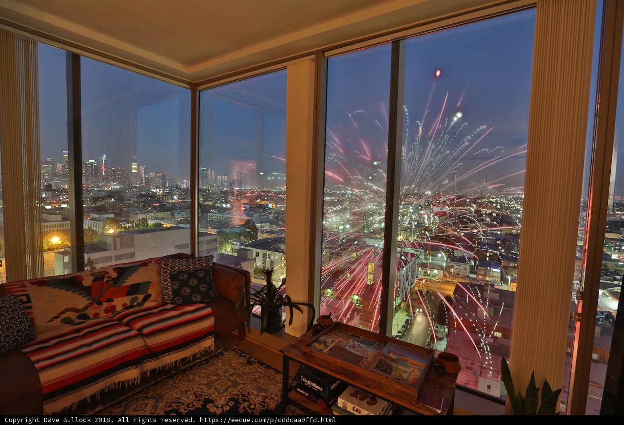 Fourth of July fireworks from the penthouse living room