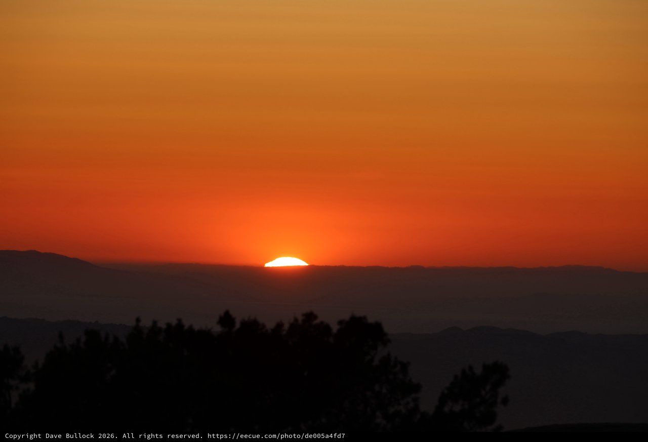 Last Light: Sun Sinking Behind Bay Area Hills