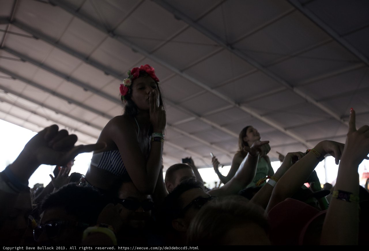 Woman Rides the Crowd at Coachella