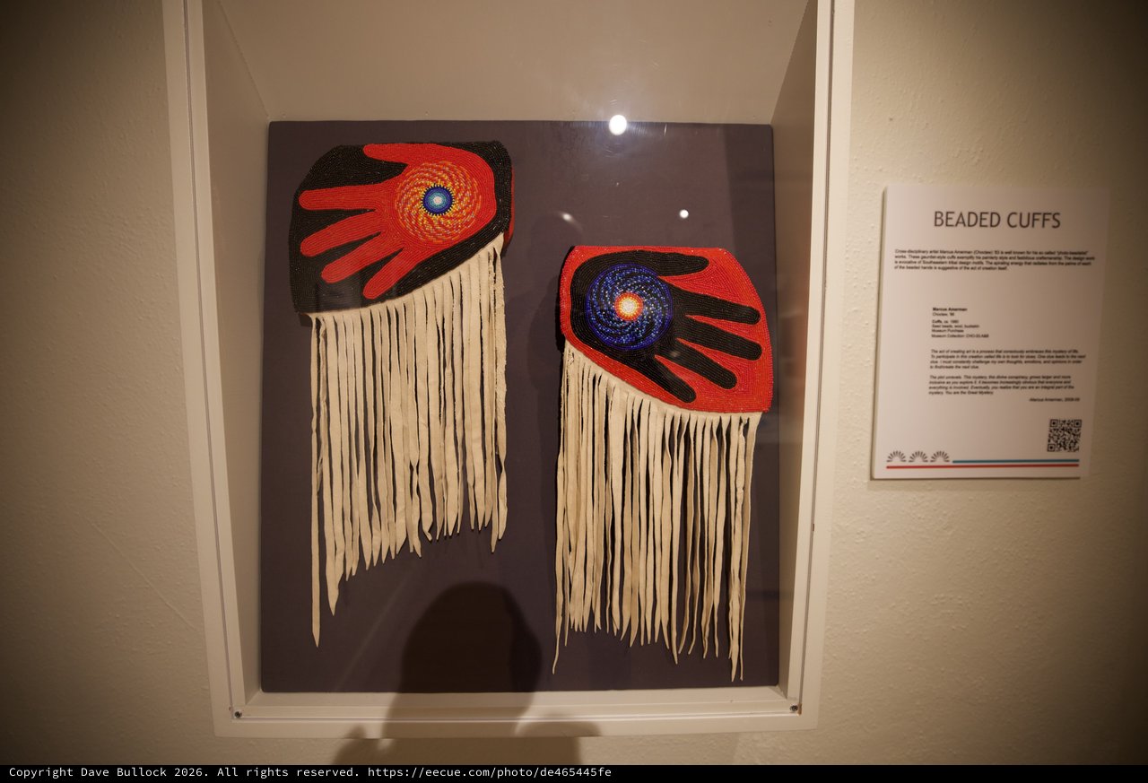 Indigenous Beaded Cuffs with Hand Design and Fringe