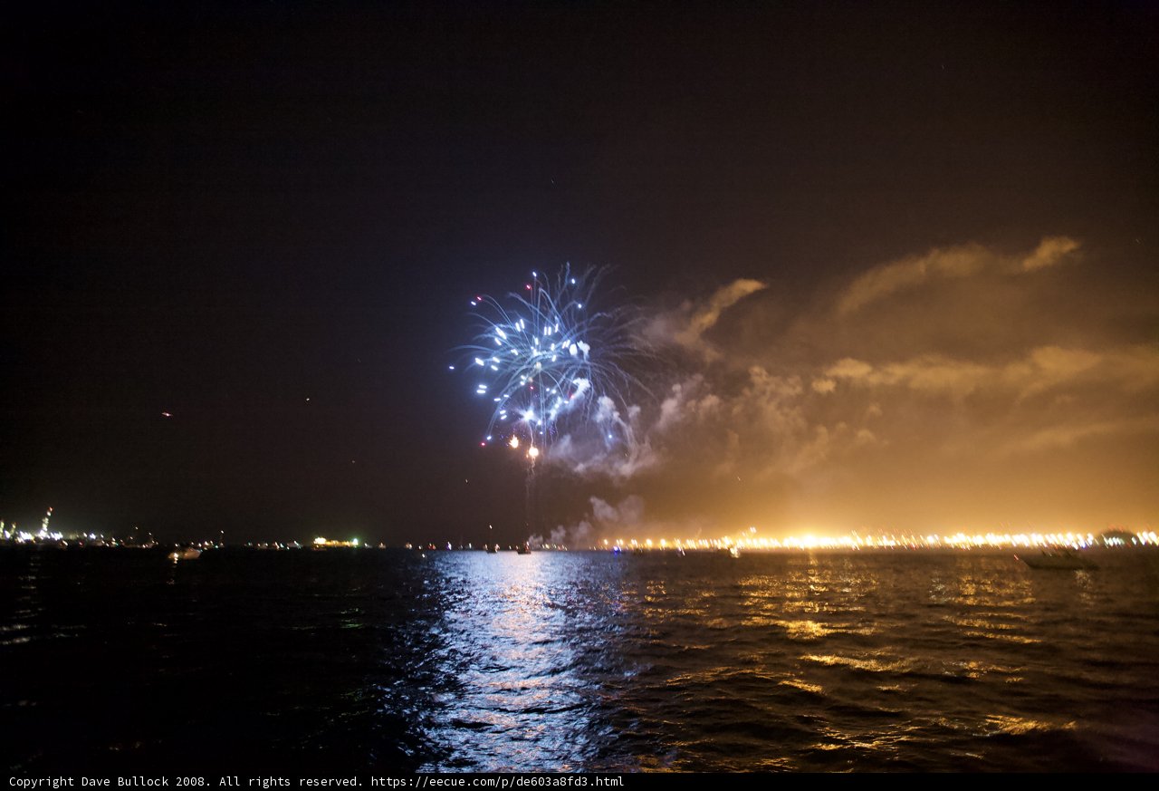 Spectacular Fireworks Display Over the Ocean