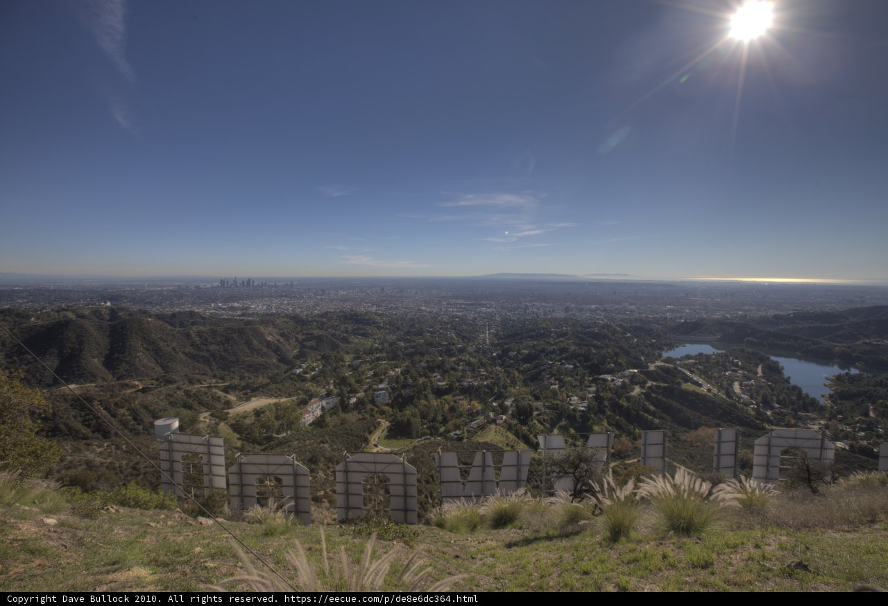 Hollywood Sign viewed from Griffith Park hilltop