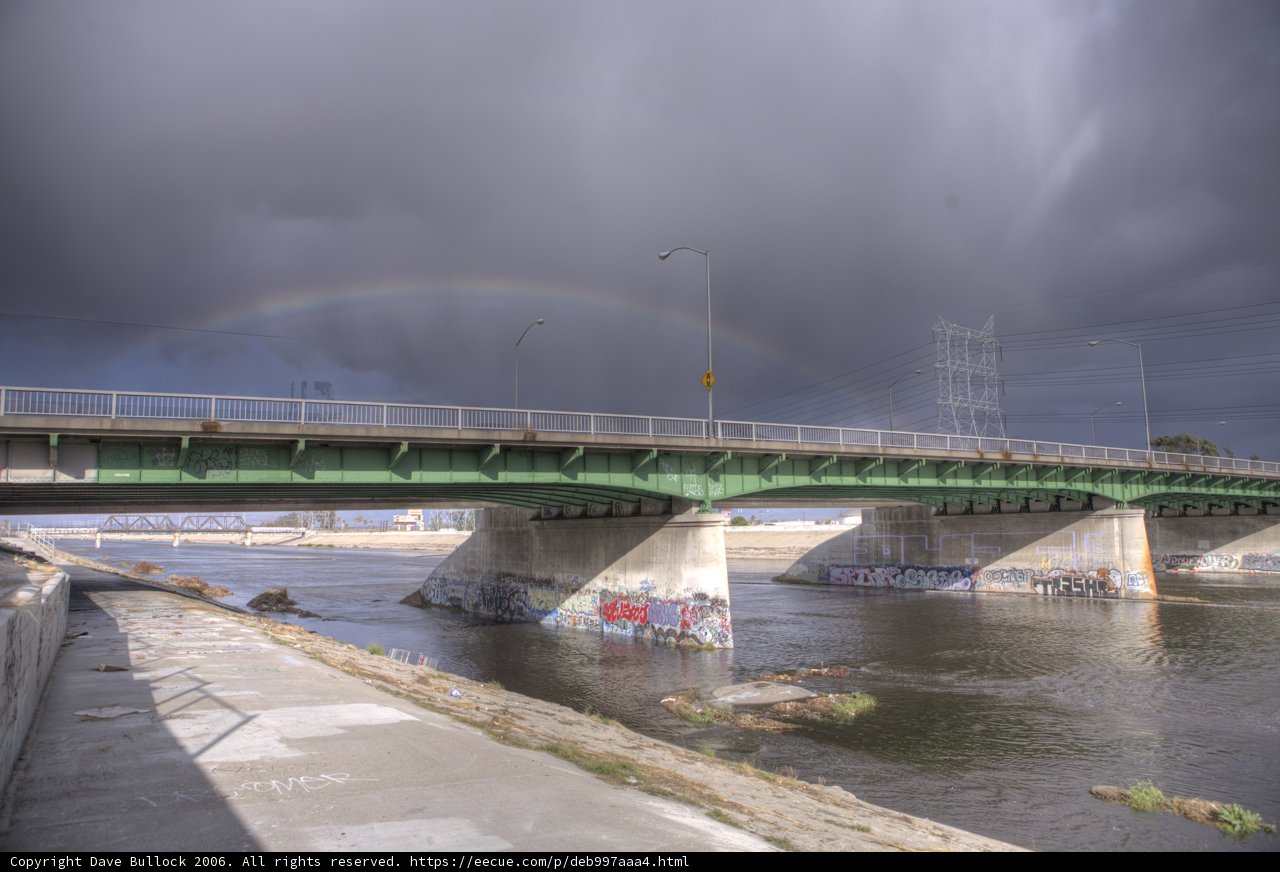 Rainbow bridge over freeway