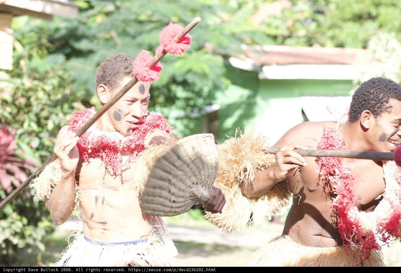 Traditional Dressed Men Hold Floral Fans