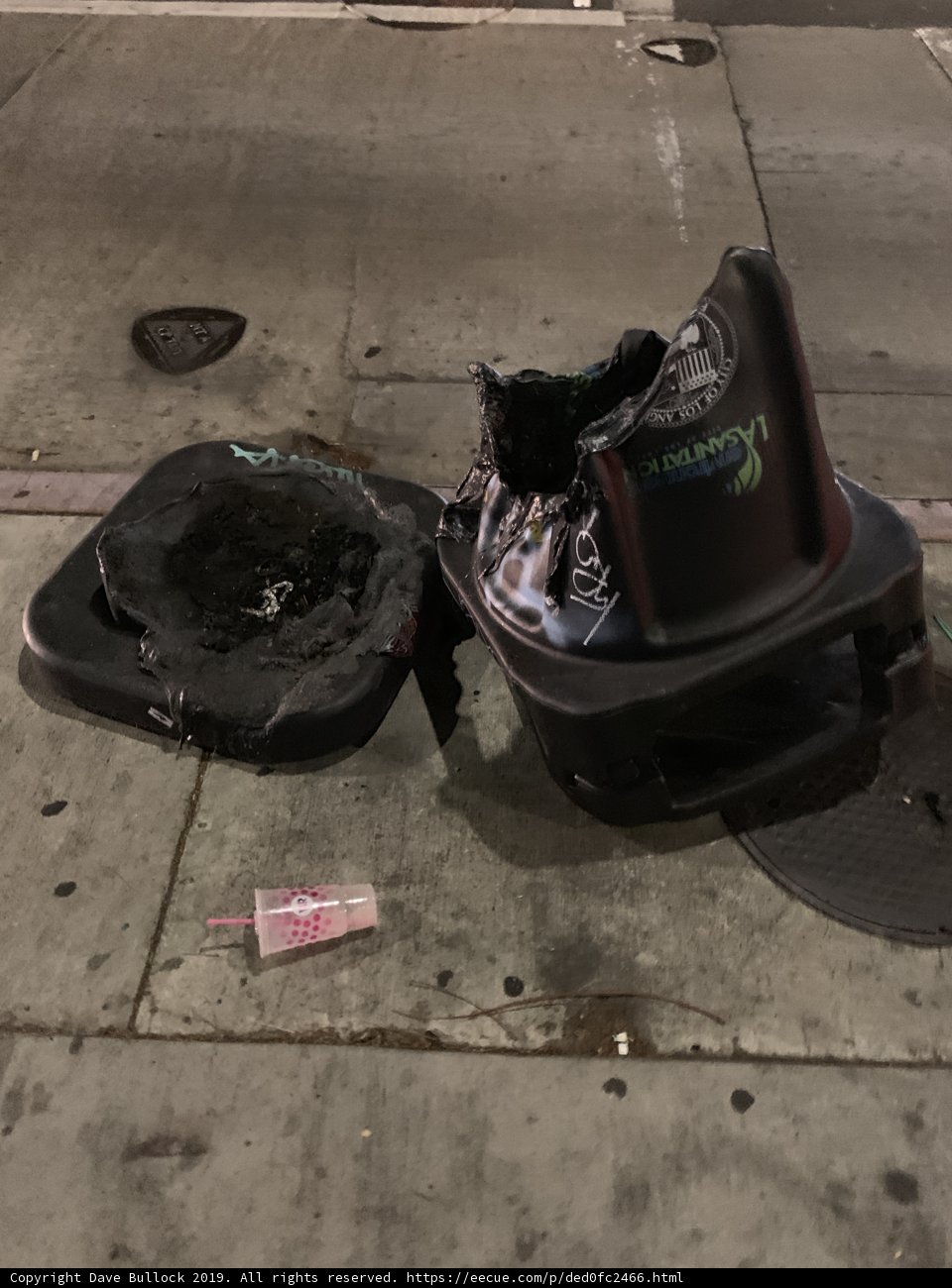 Burned Hardhat found on Sidewalk