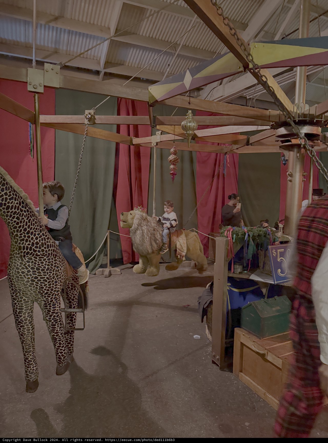Vintage Circus Carnival Ride with Animal Figures