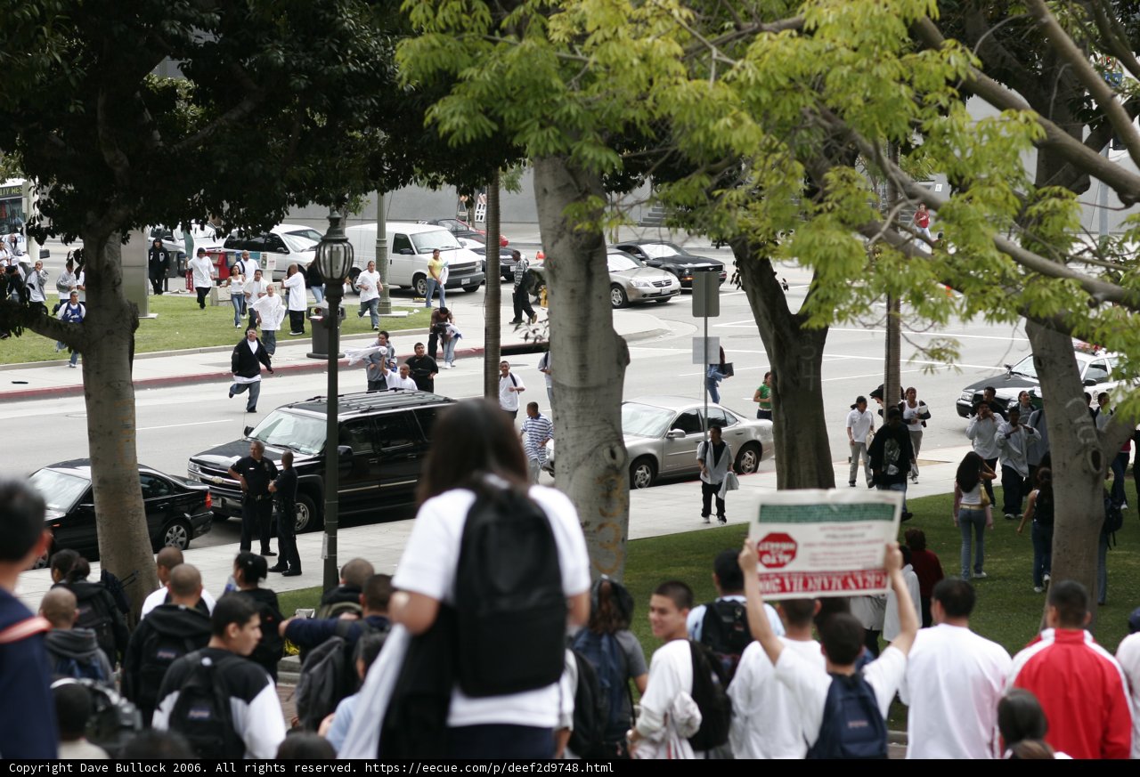 School Walkout Protestors at Street Corner