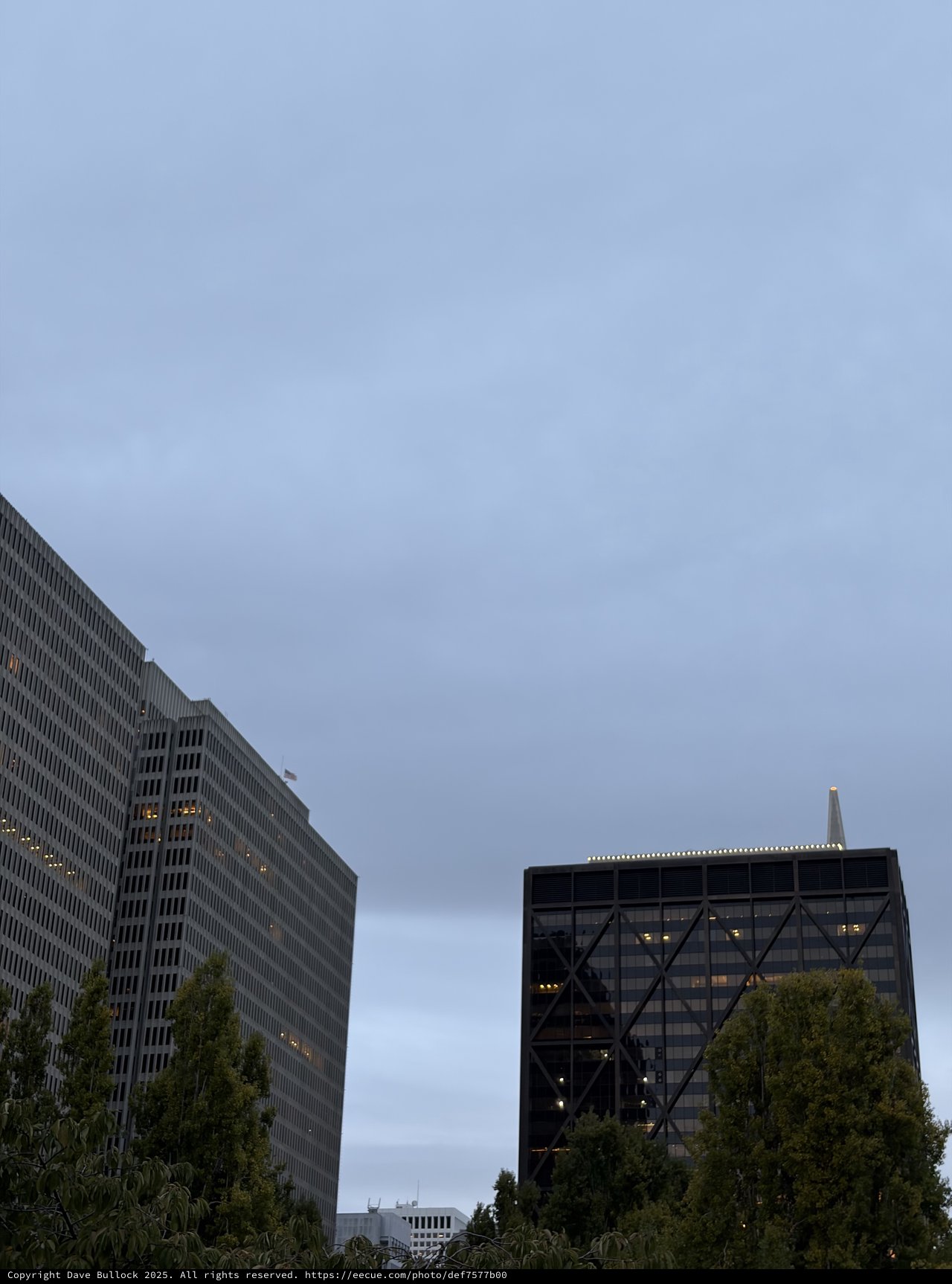 Modern Office Towers at Dusk in Urban Downtown