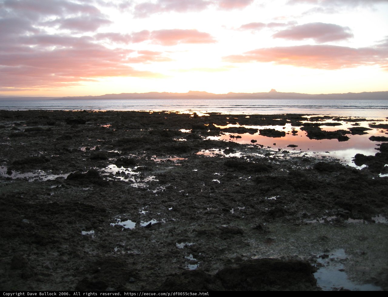 Serene Sunset View over Rocky Shoreline