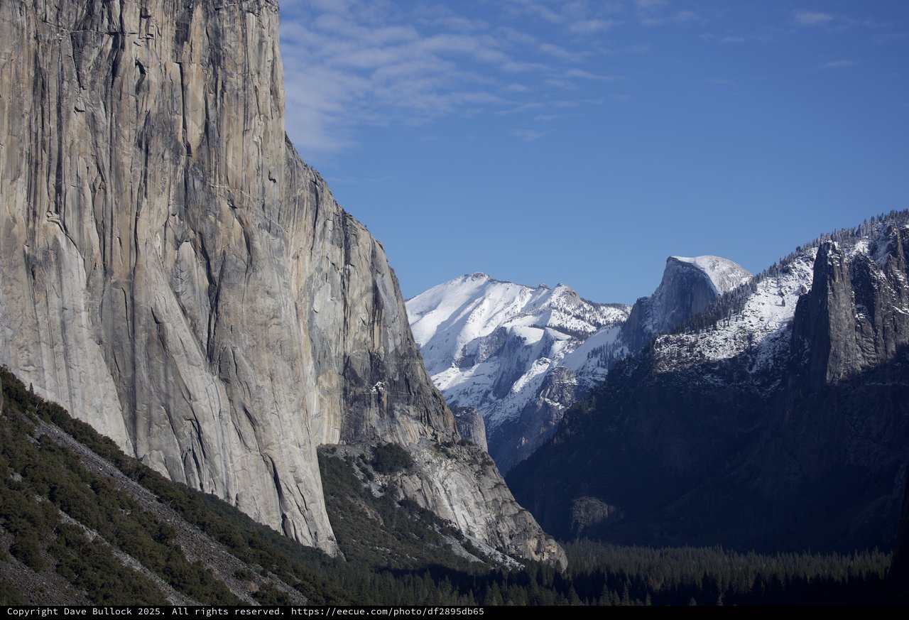 El Capitan and Half Dome in Winter