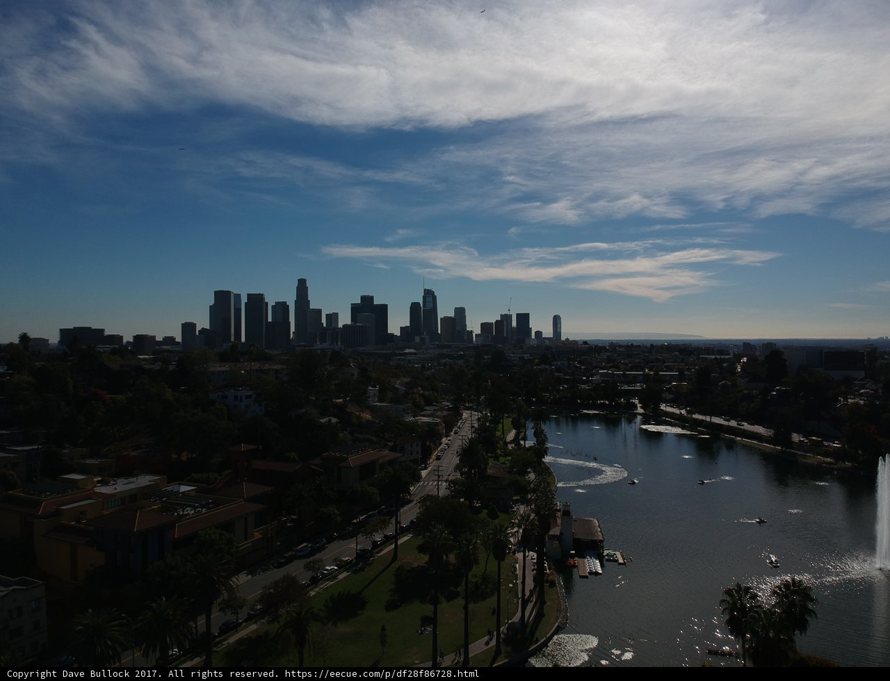 Skyline over Echo Park Lake