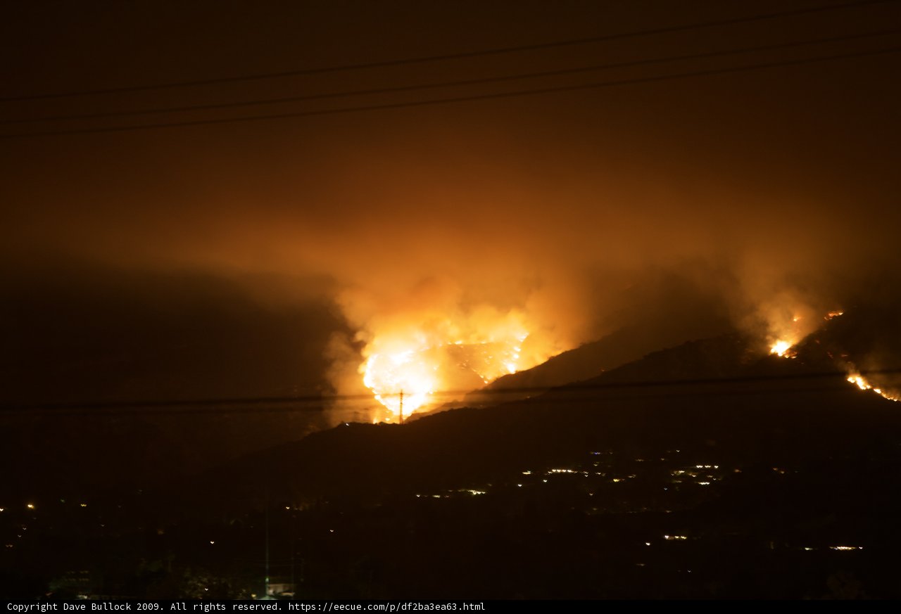 Hills Ablaze at Night