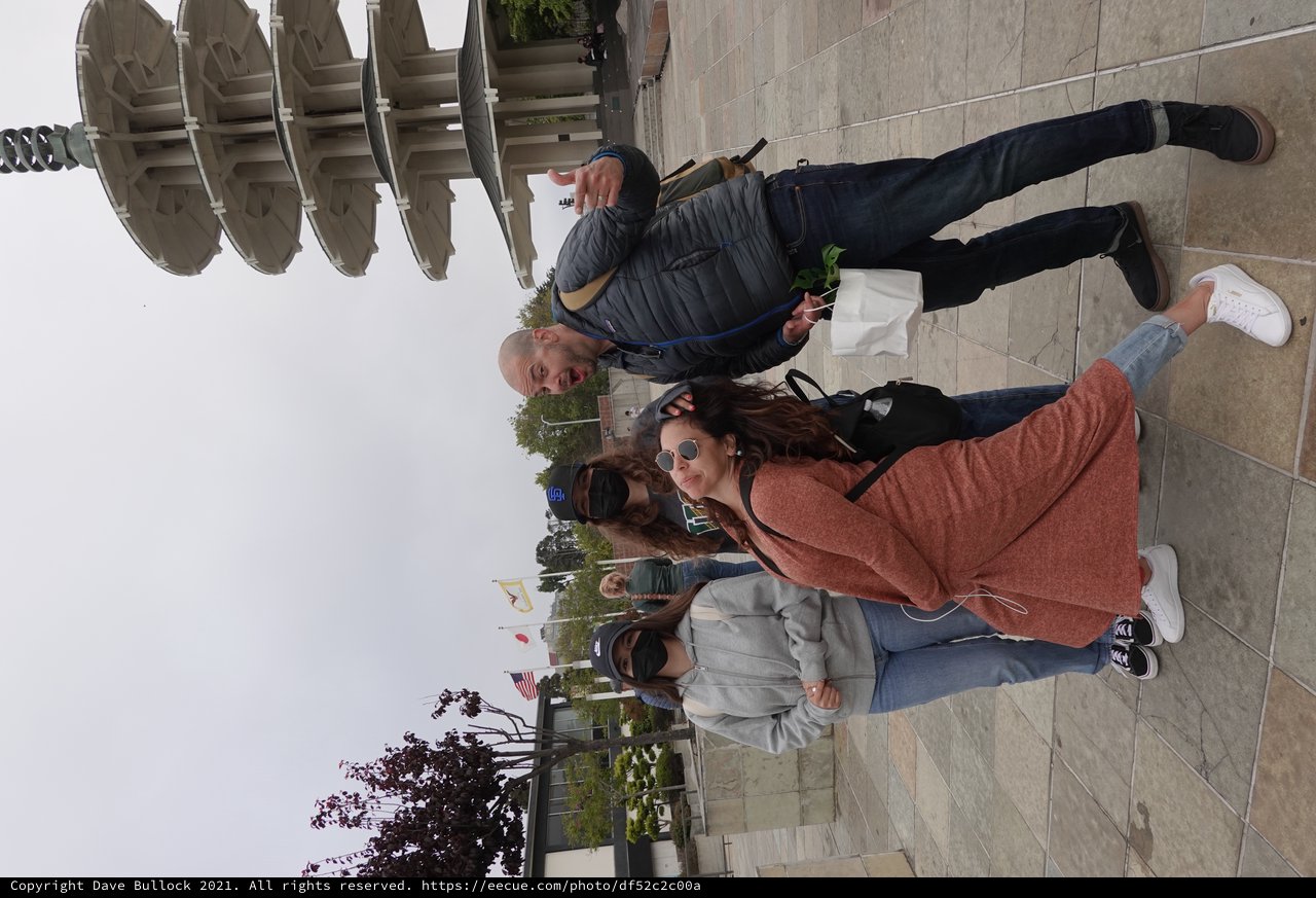 Playful Tourist Group at Japanese Peace Pagoda