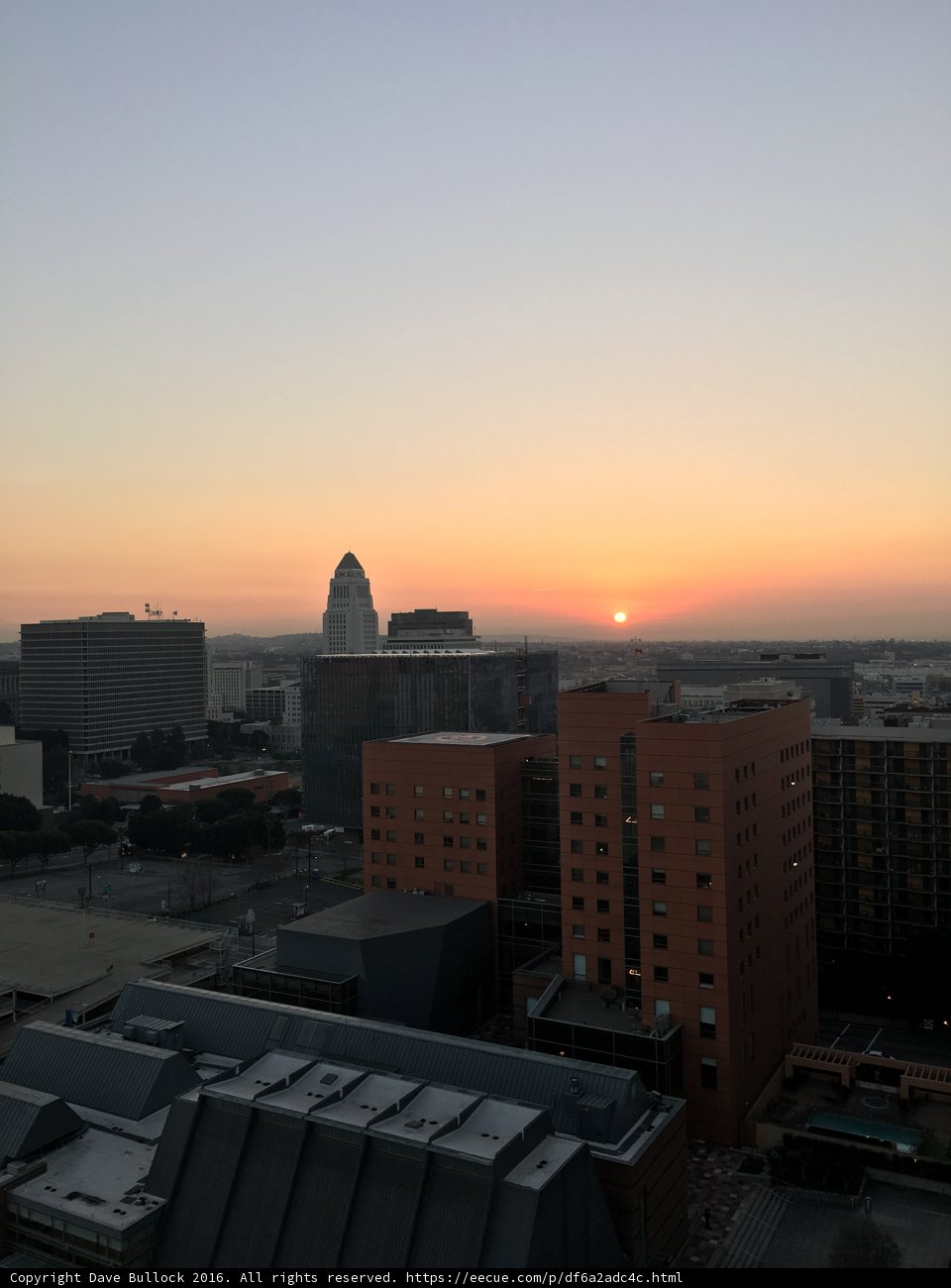 Majestic Sunset over Los Angeles Skyline