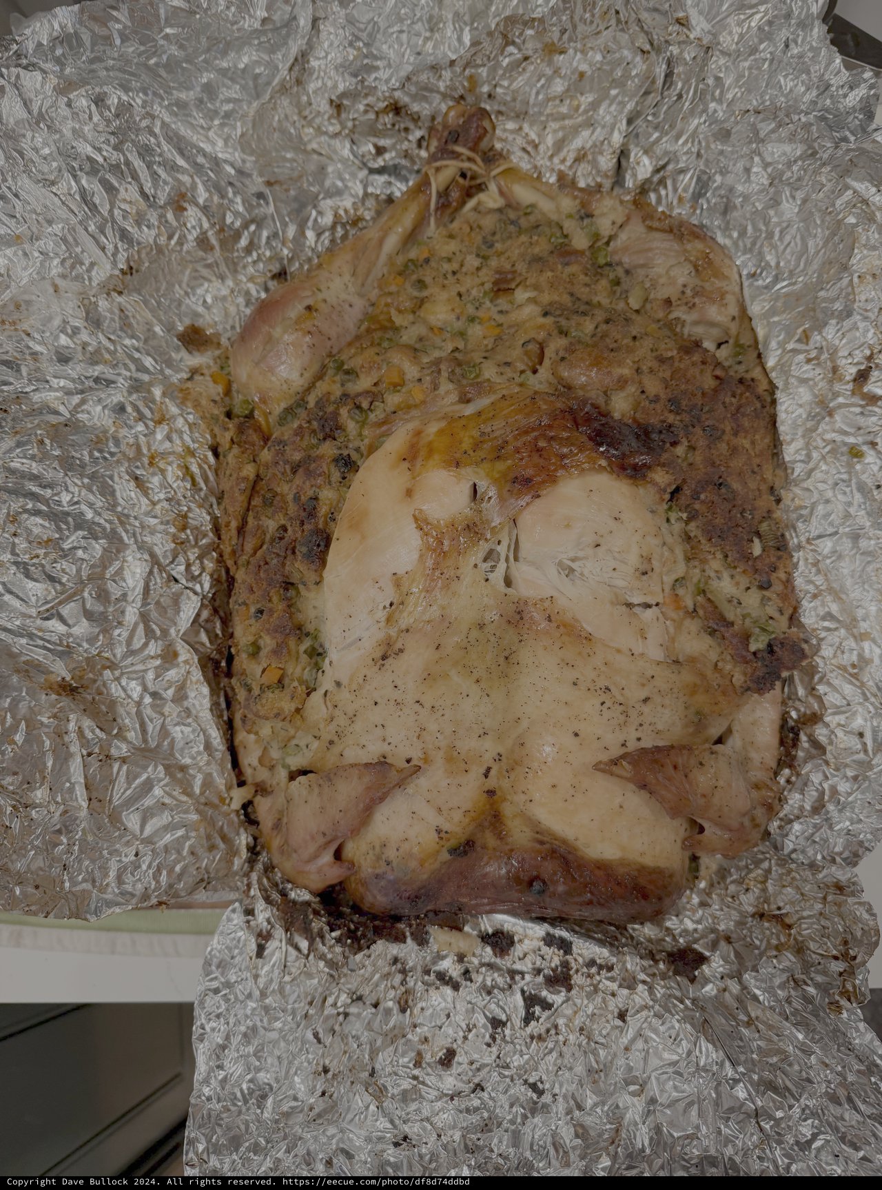 Roasted Whole Chicken in Aluminum Foil