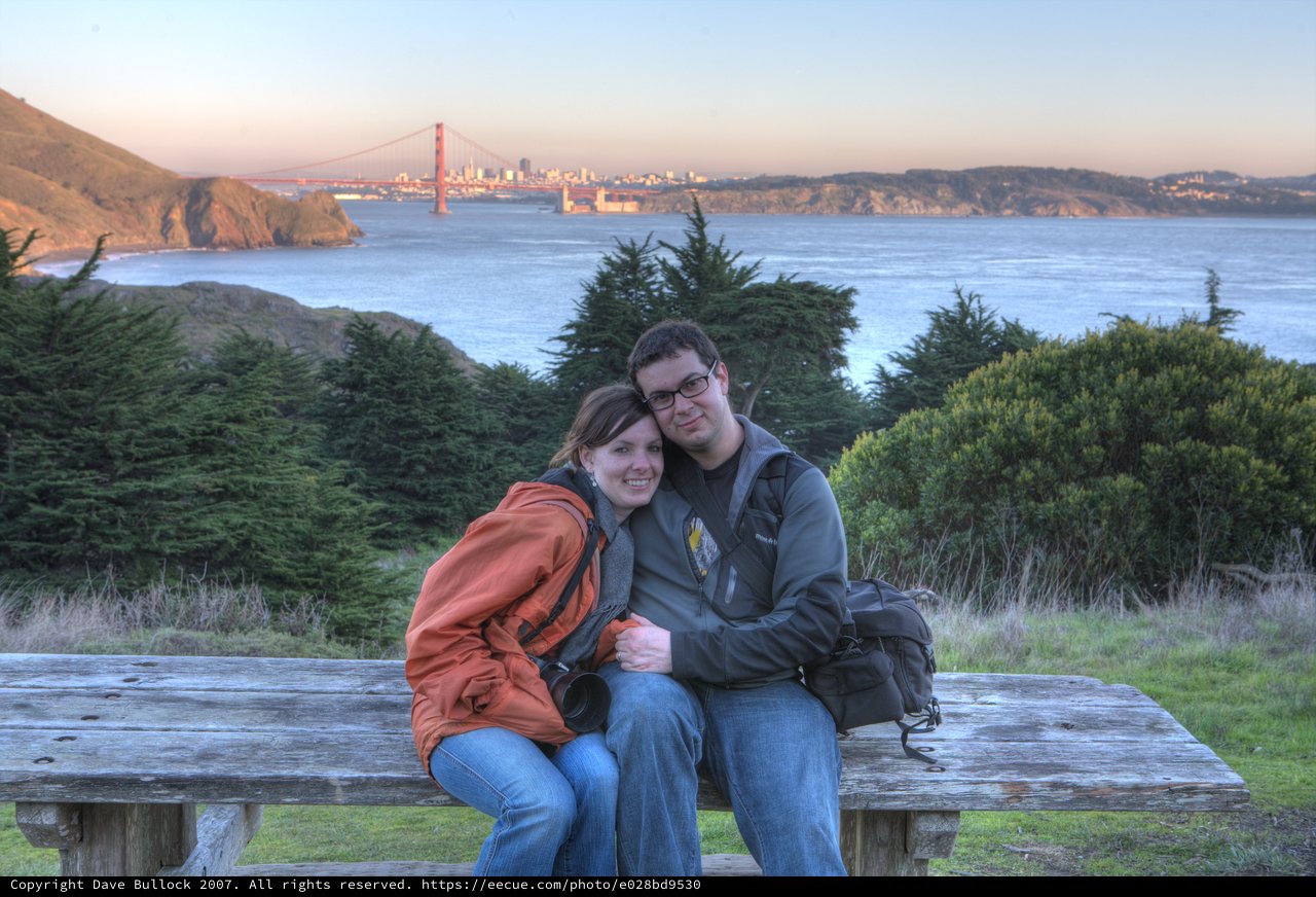 Couple Embracing at Golden Gate Bridge Overlook