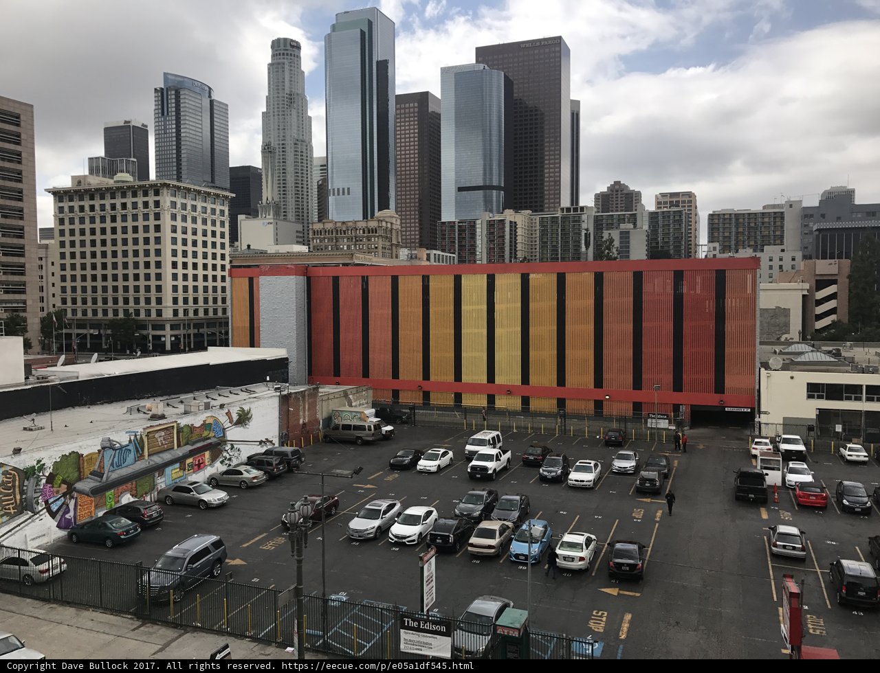 Aerial View of a Busy Parking Lot in Los Angeles
