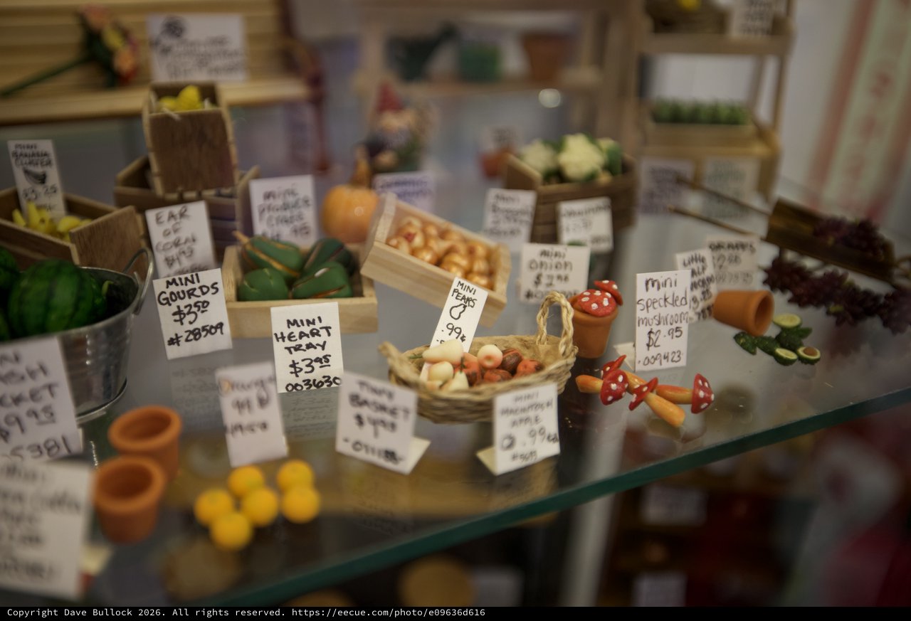 Miniature Market Stall Display with Handcrafted Produce