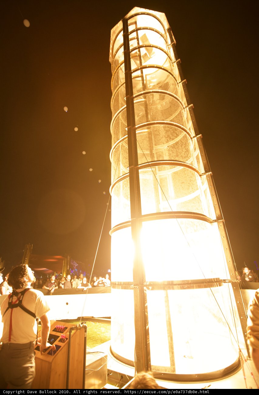 Towering Flame at Night