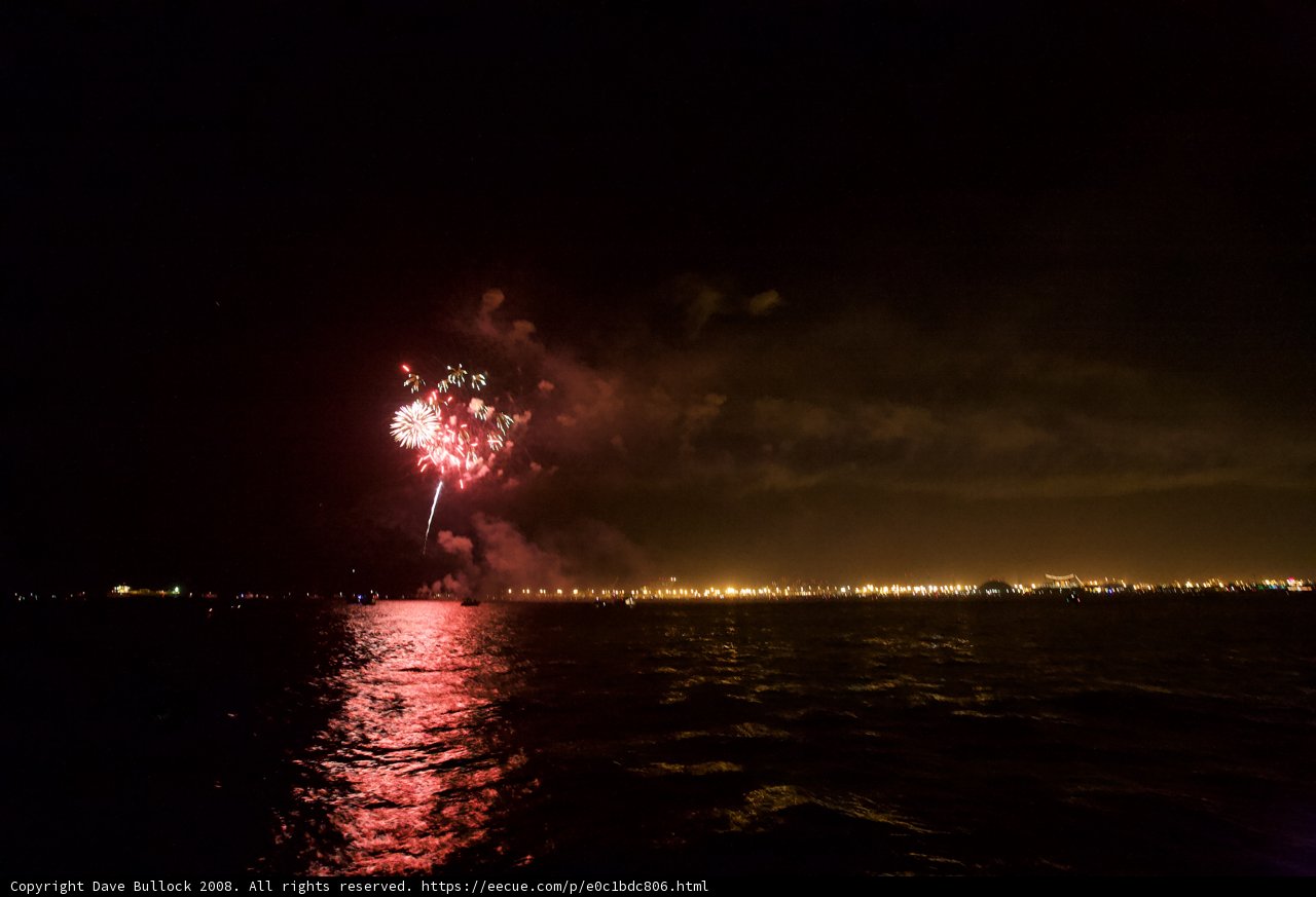 Glittering Fireworks over the Water
