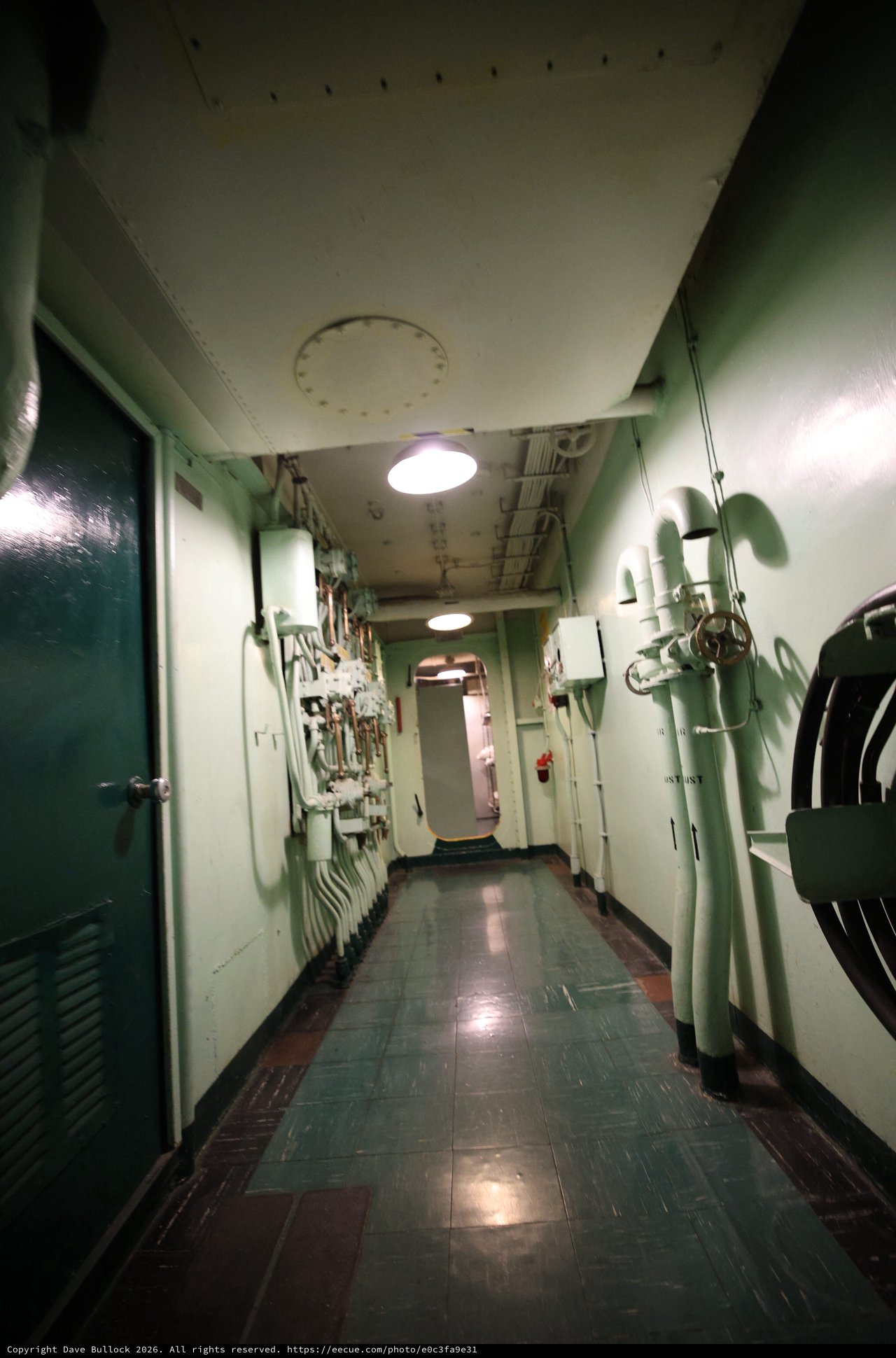 USS Hornet Interior Corridor with Naval Equipment