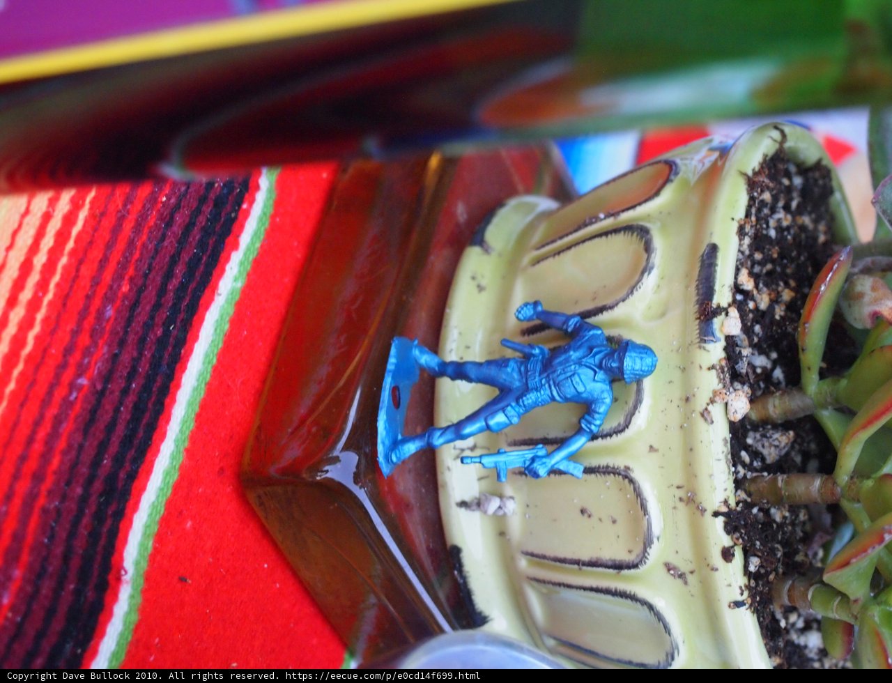 Blue Frog Figurine on Table