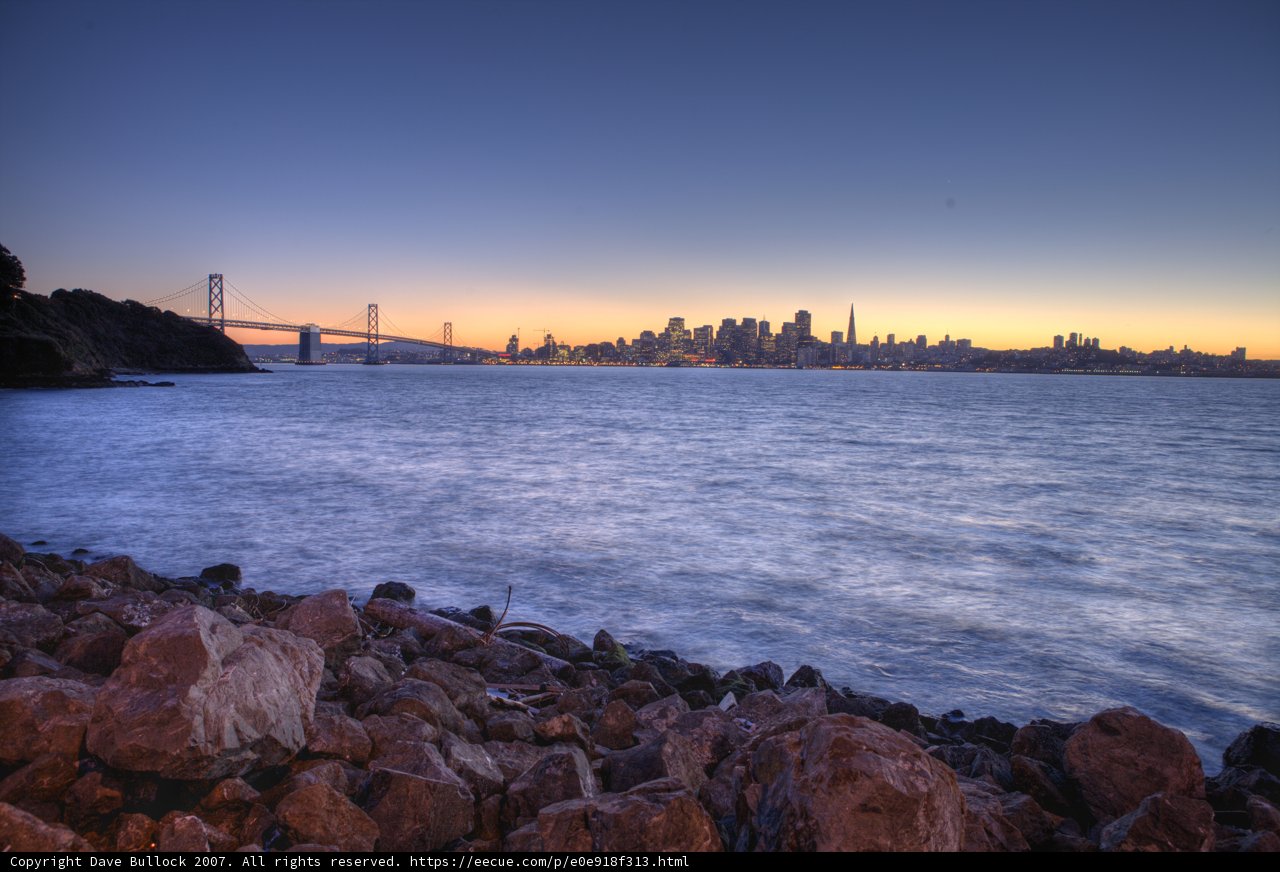 Golden and Bay Bridge at Sunset