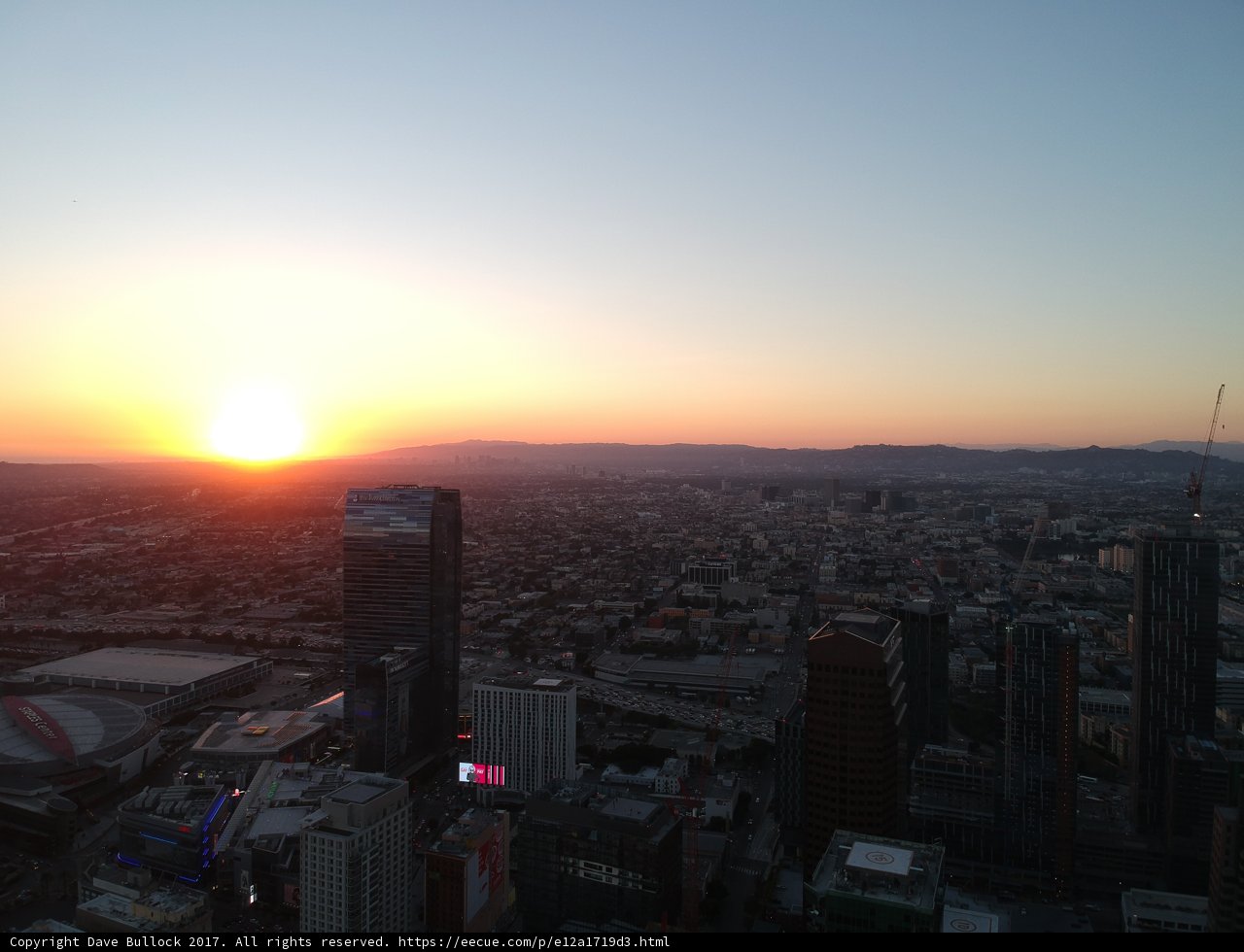 Sunset over Los Angeles Skyscrapers