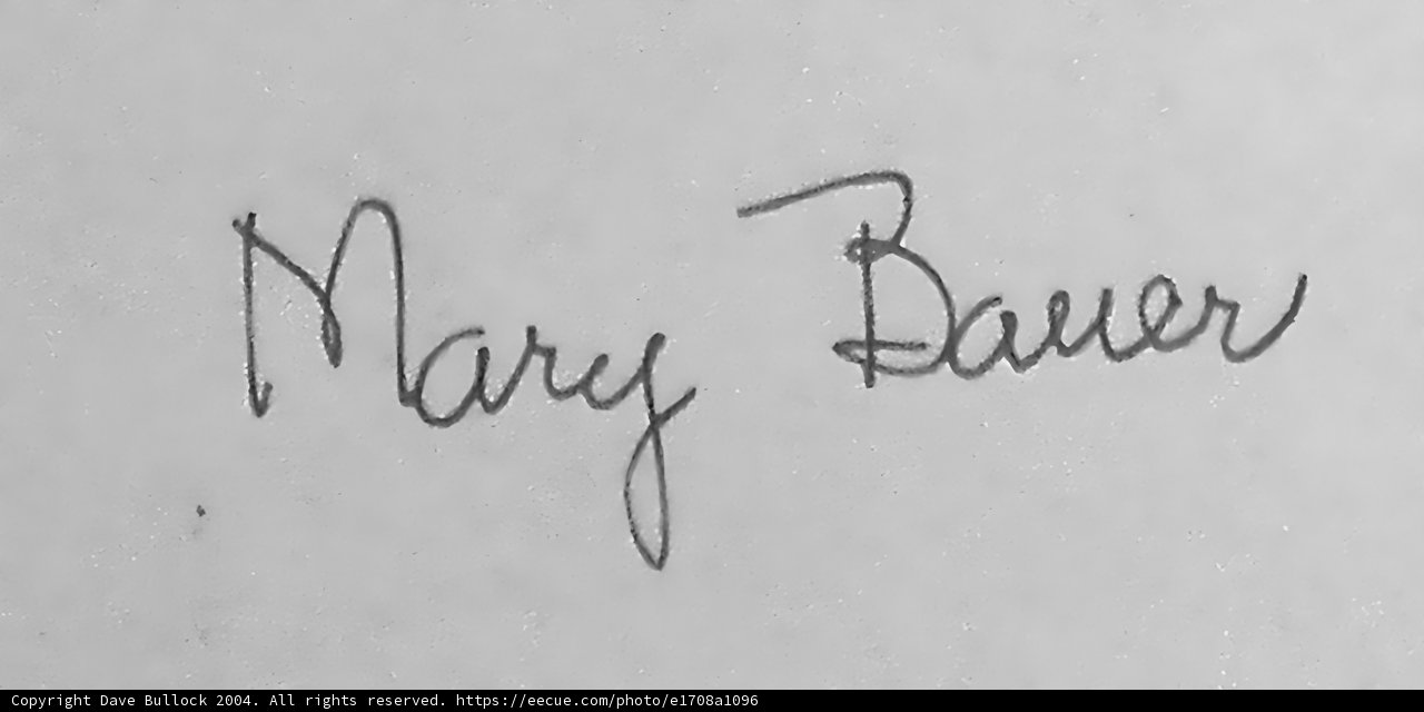 Mary Bauer's Signature on White Paper
