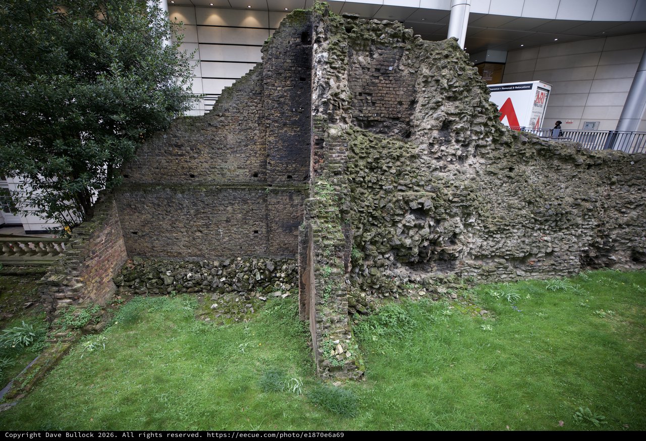 Ancient Roman Wall Ruins in Modern London