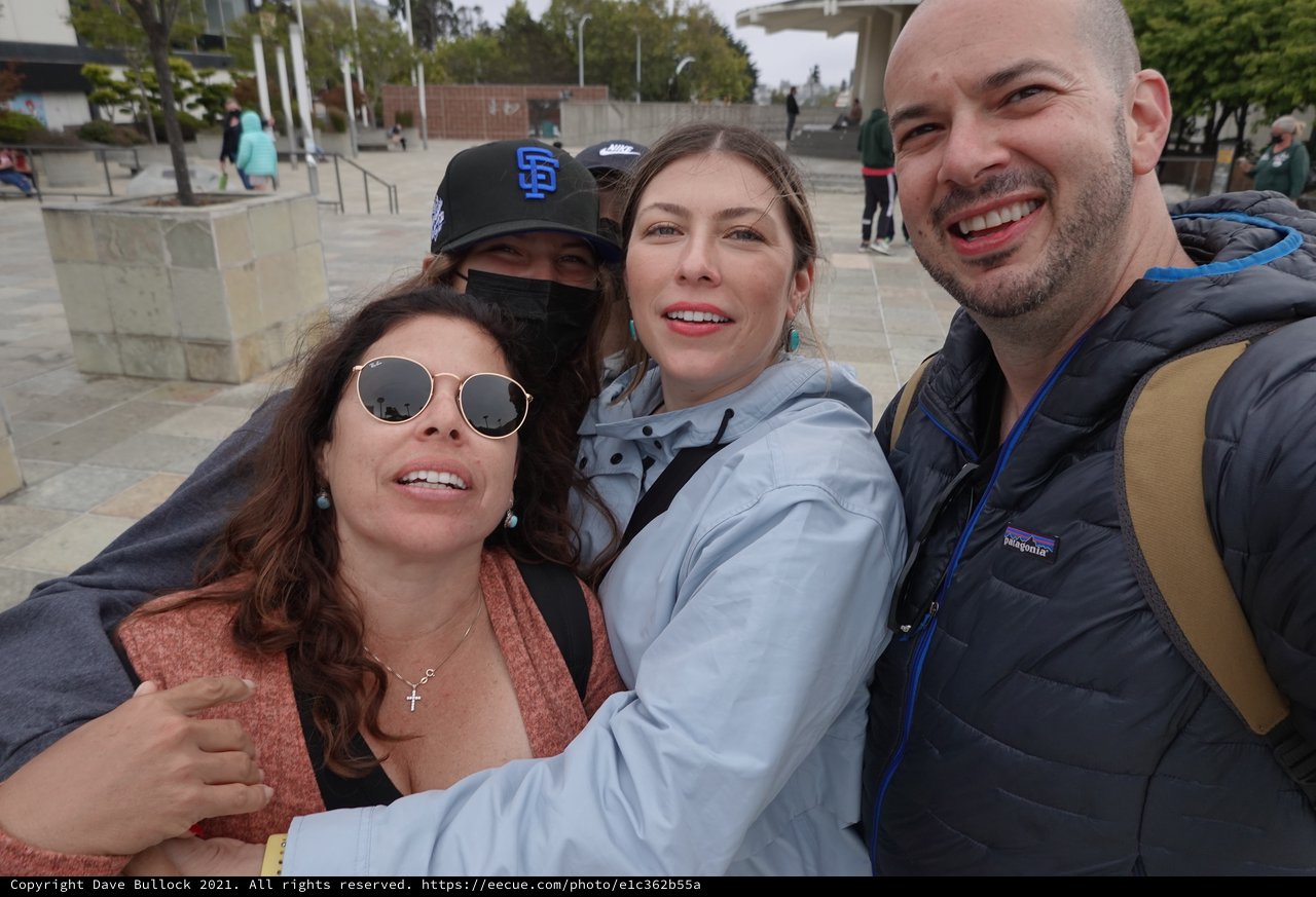 Friends Taking Selfie at Public Plaza