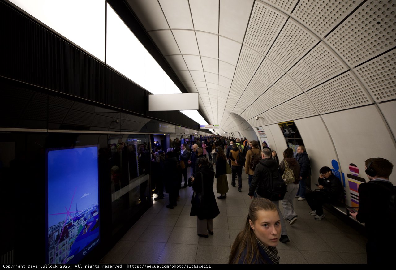 Crowded London Underground Platform During Rush Hour