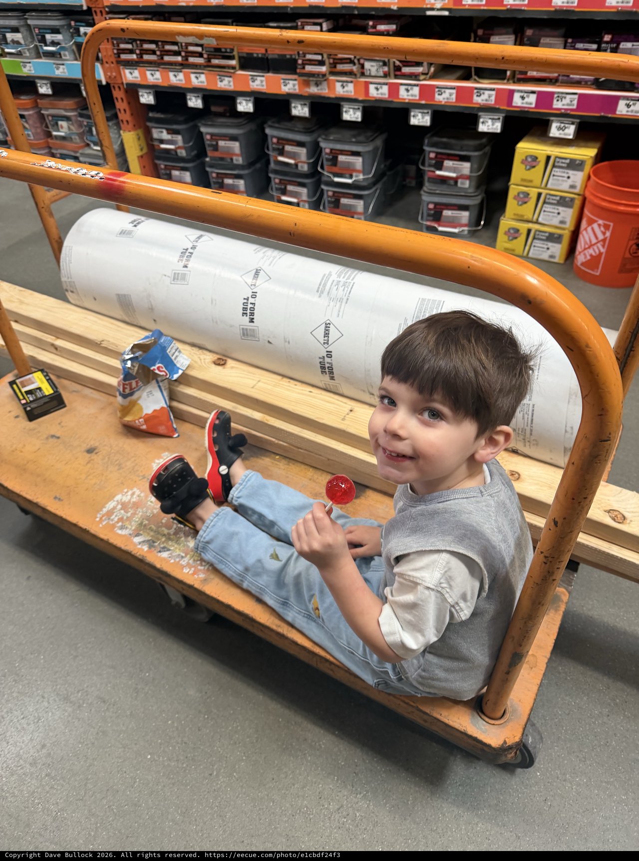 Young Boy's Hardware Store Cart Adventure