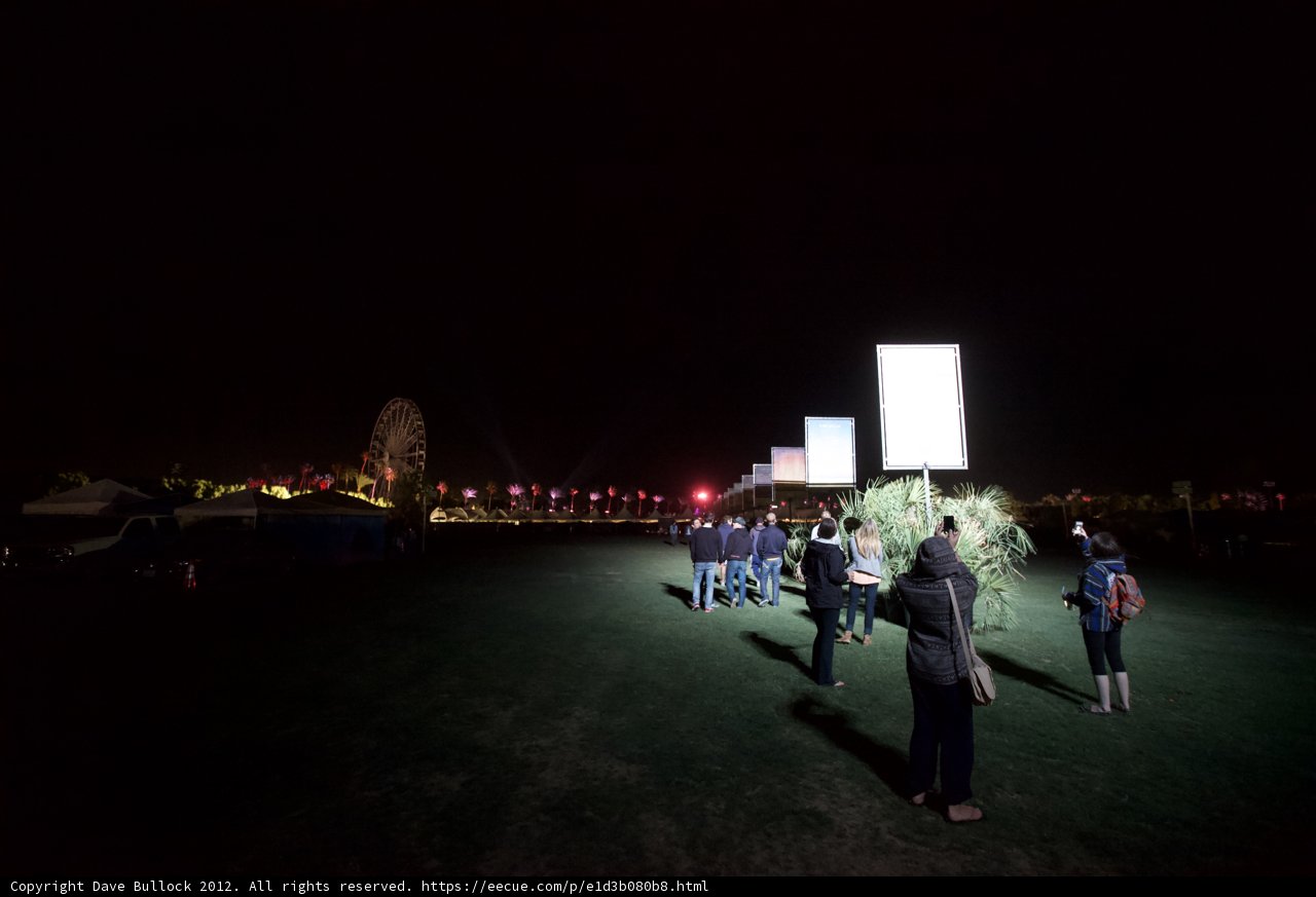 Illuminated Coachella Sign at Night