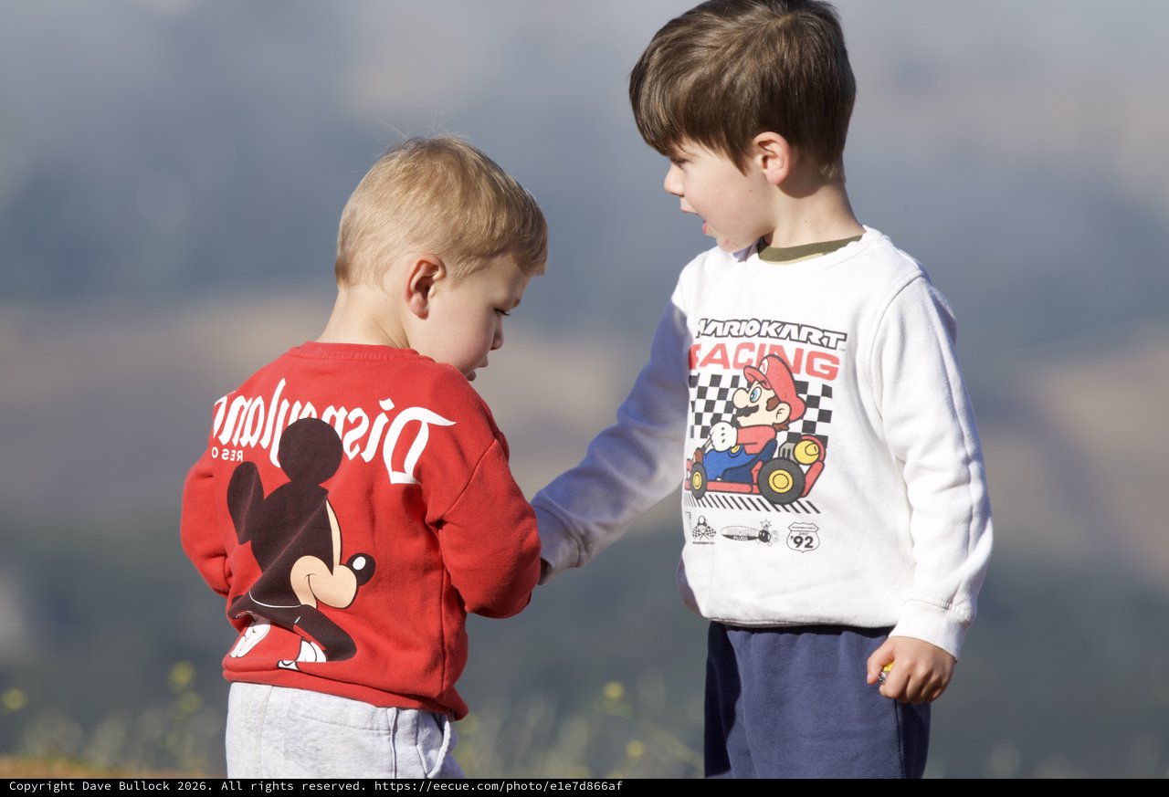 Two Young Brothers Share a Moment on Mt. Diablo