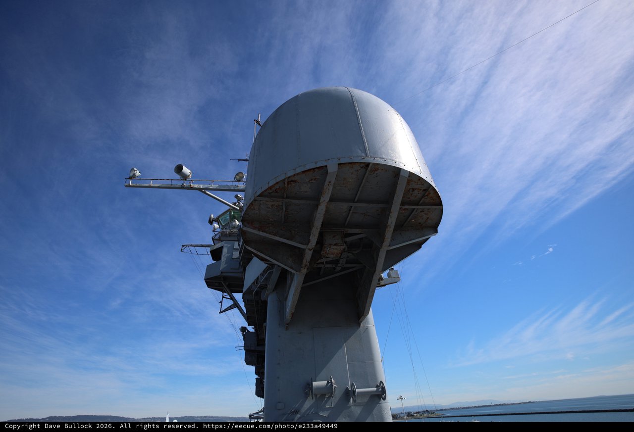 Naval Radar Dome Against Blue Sky on USS Hornet