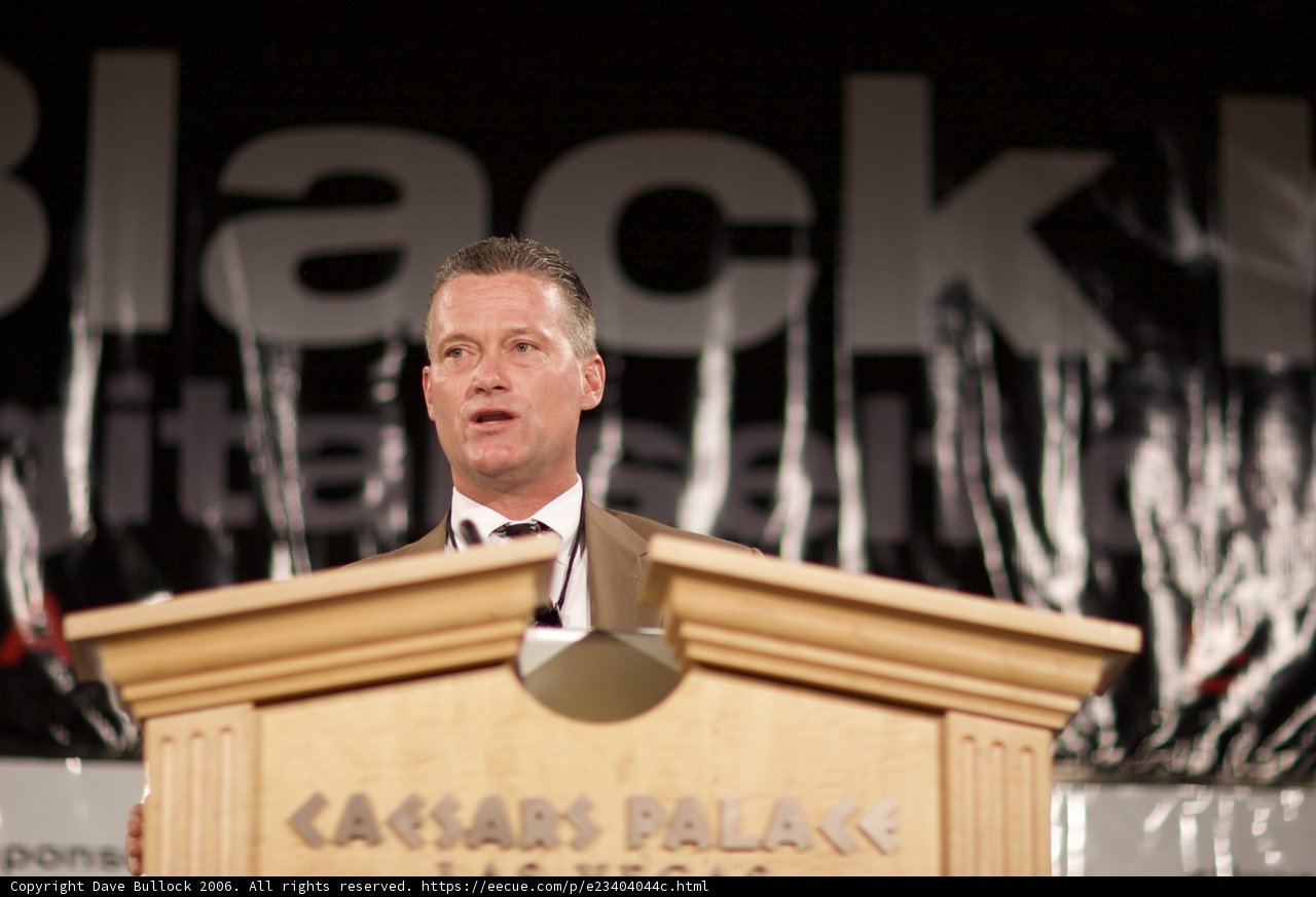 Man delivering powerful speech at a press conference