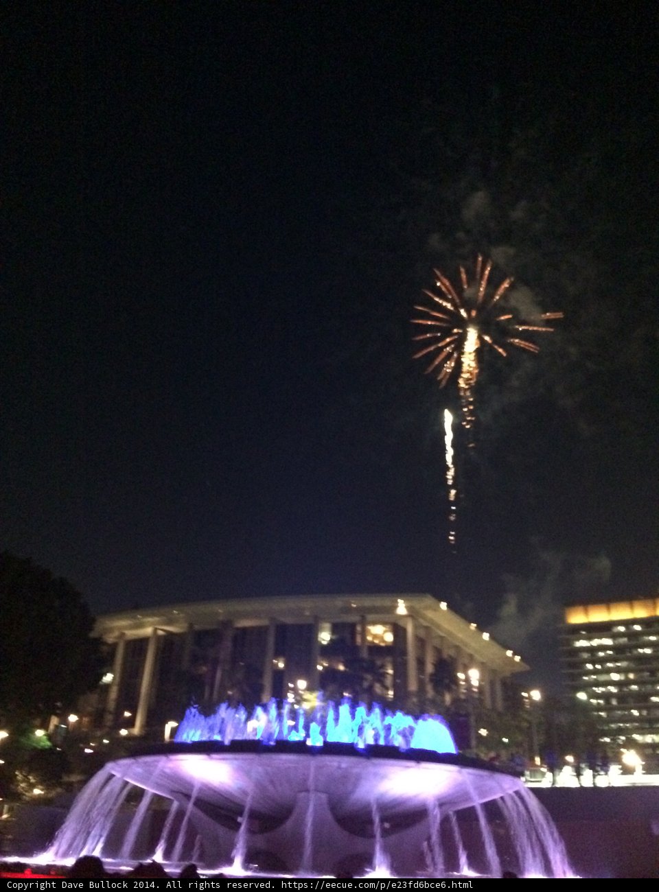 Spectacular Fireworks Display over Fountain