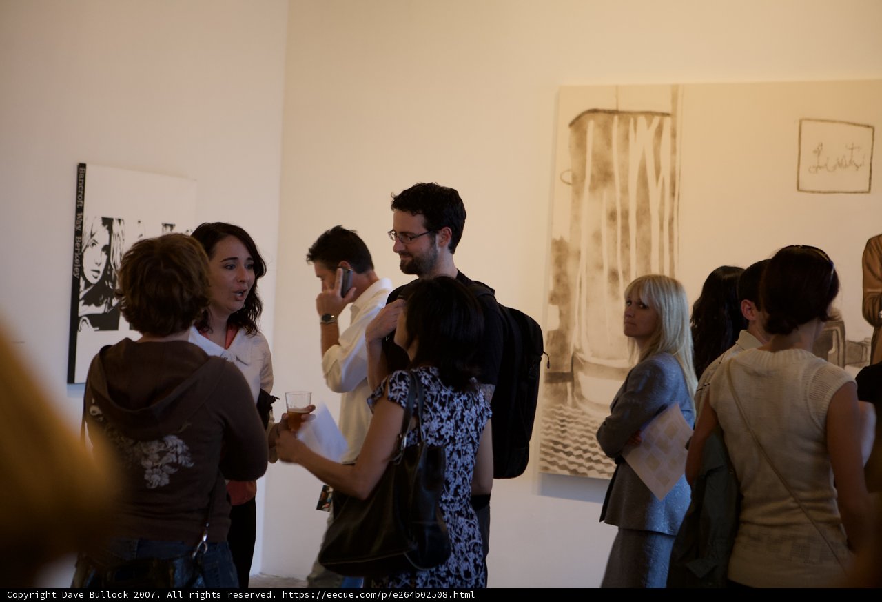Gallery-goers admiring artwork