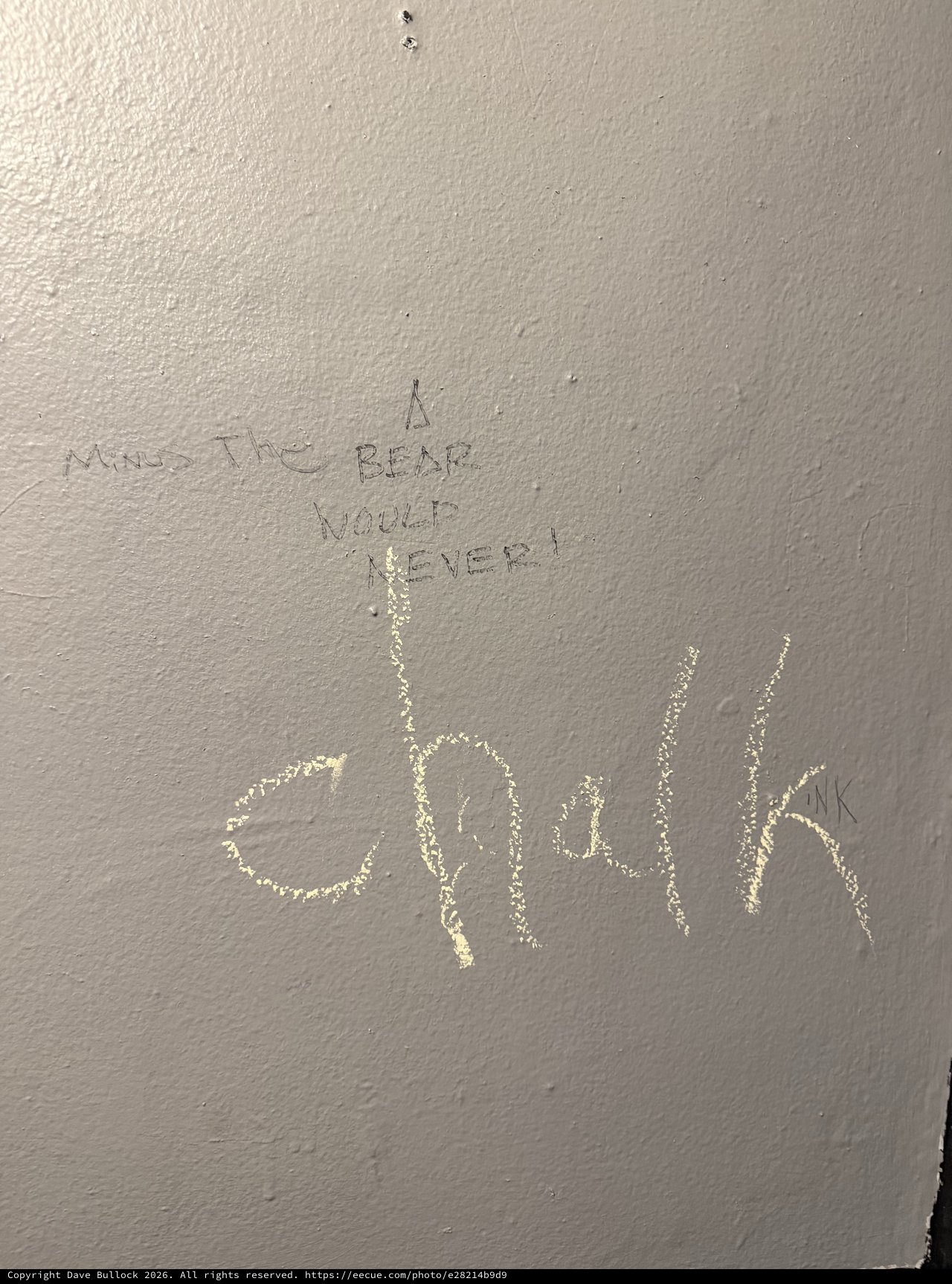 Hand-Drawn Graffiti Message on Textured Wall