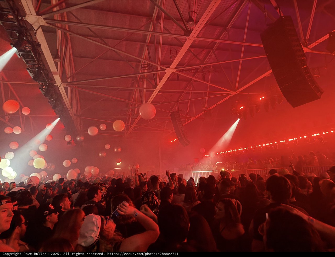 Intense Red Light Show at Electronic Music Concert