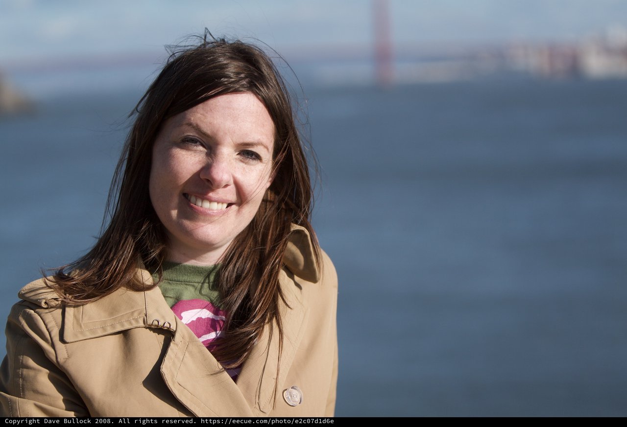 Smiling Woman at San Francisco Bay Waterfront