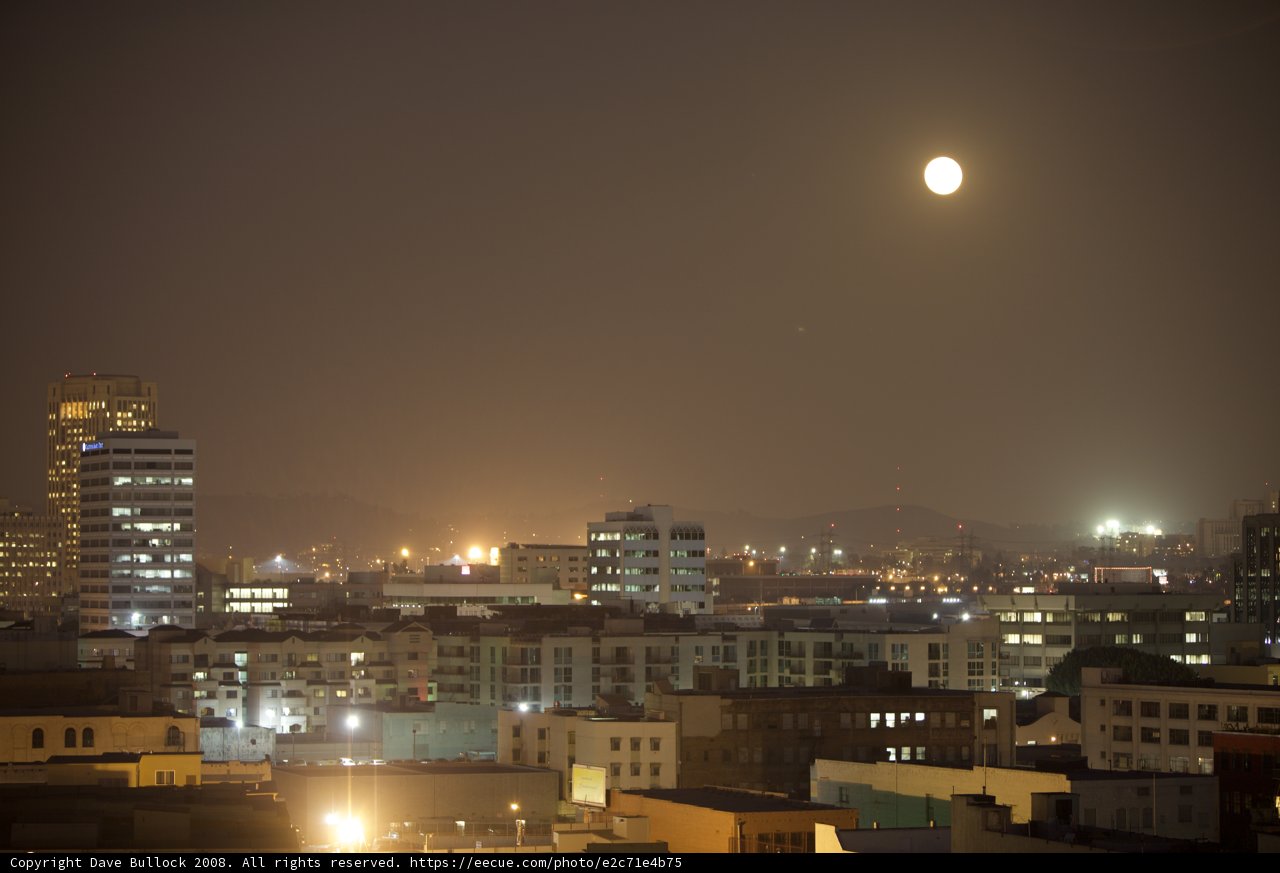 Full Moon over Urban Skyline