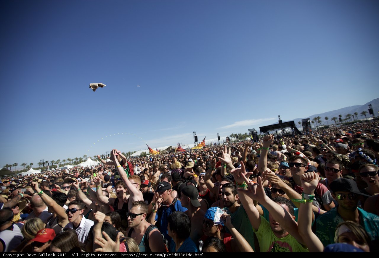 Coachella Crowd under a Blue Sky