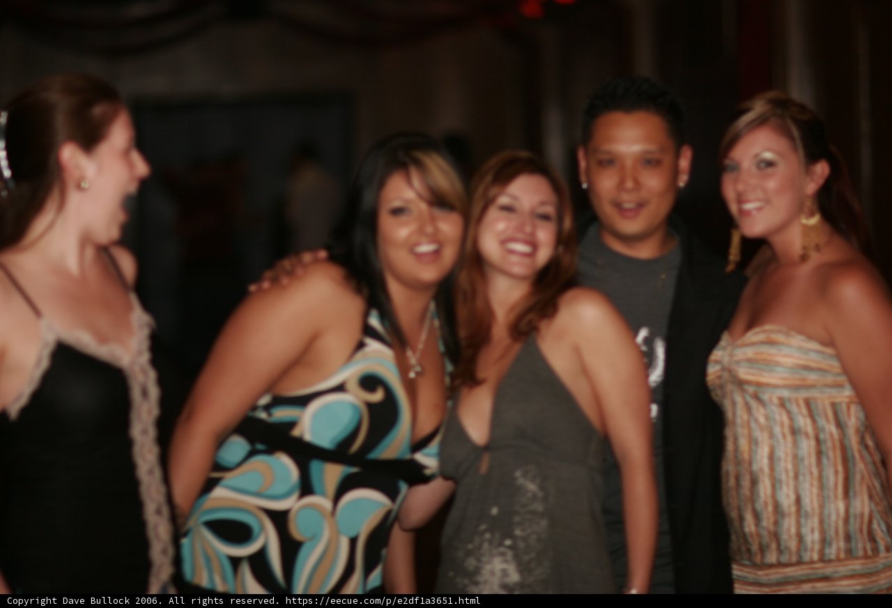Party posers in evening wear