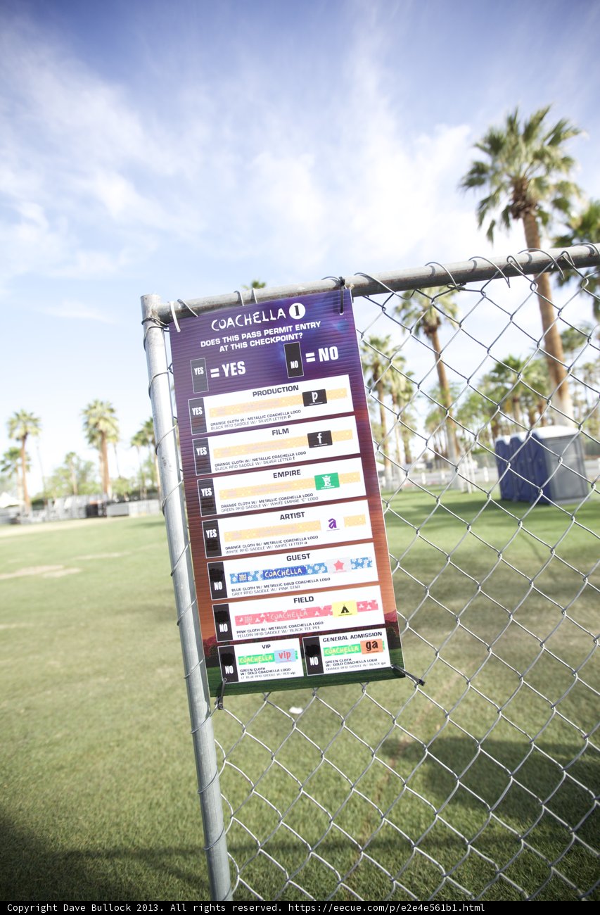 Coachella Advertisement Fence Sign with Palm Trees