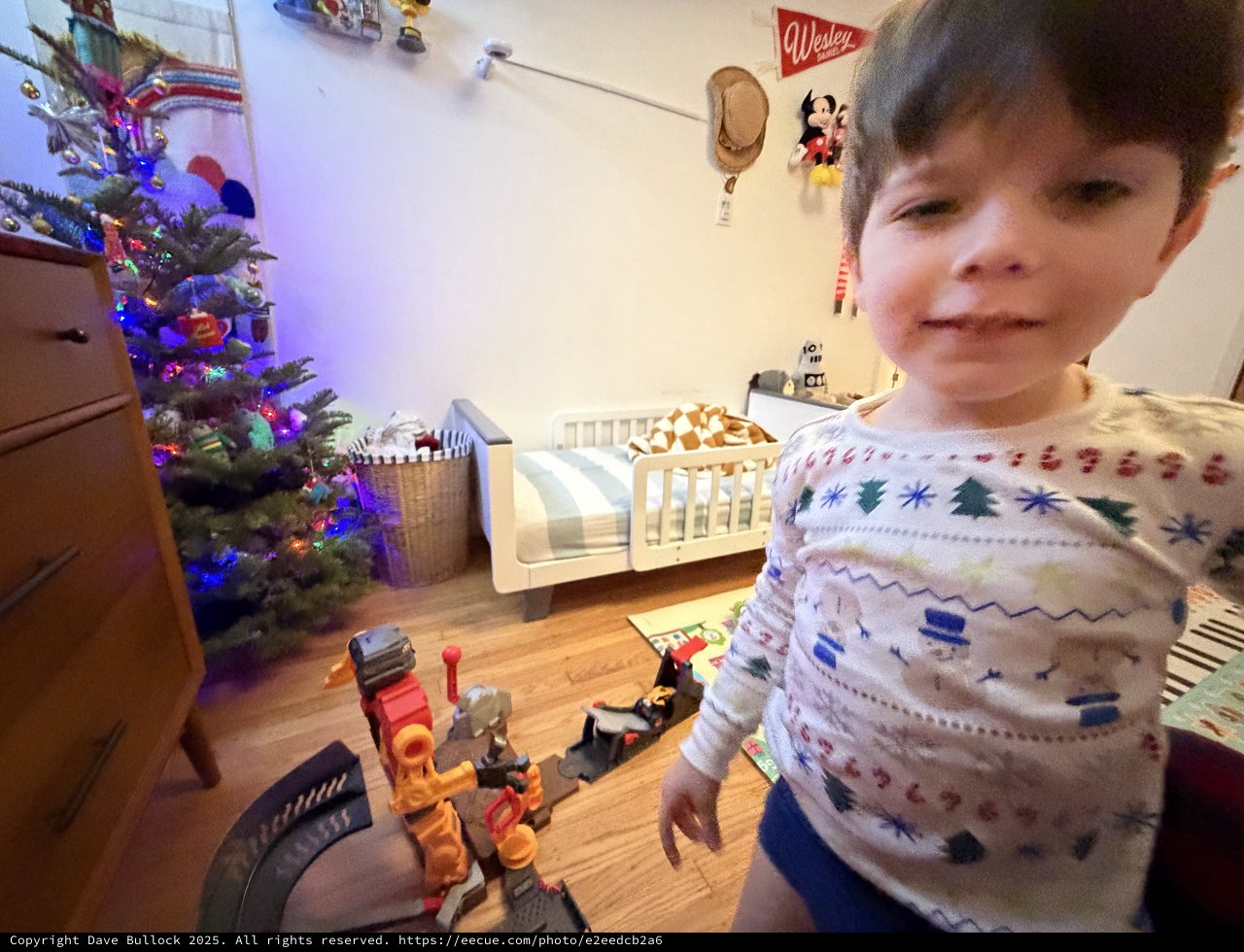 Child's Christmas Morning in Festive Holiday Pajamas