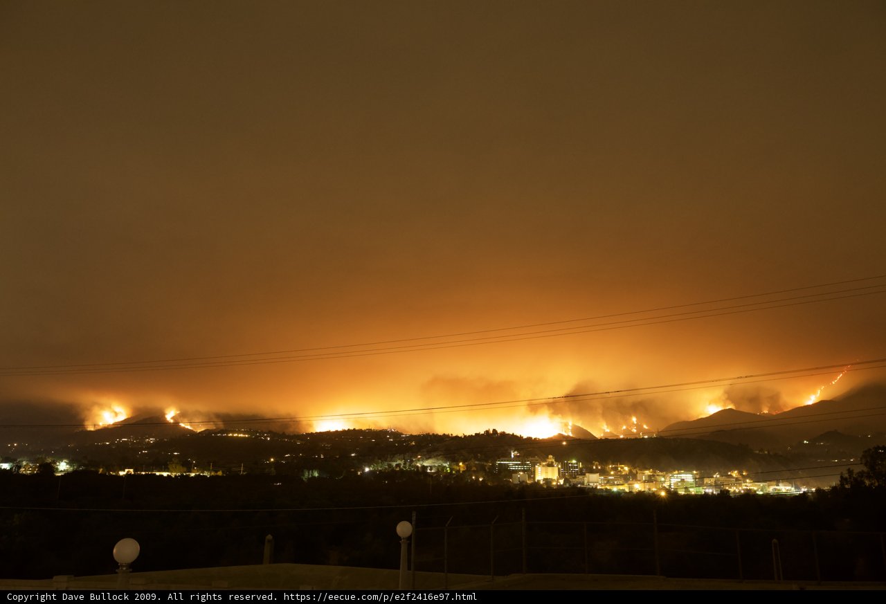 Aerial View of the Station Fire Burning in the Hills